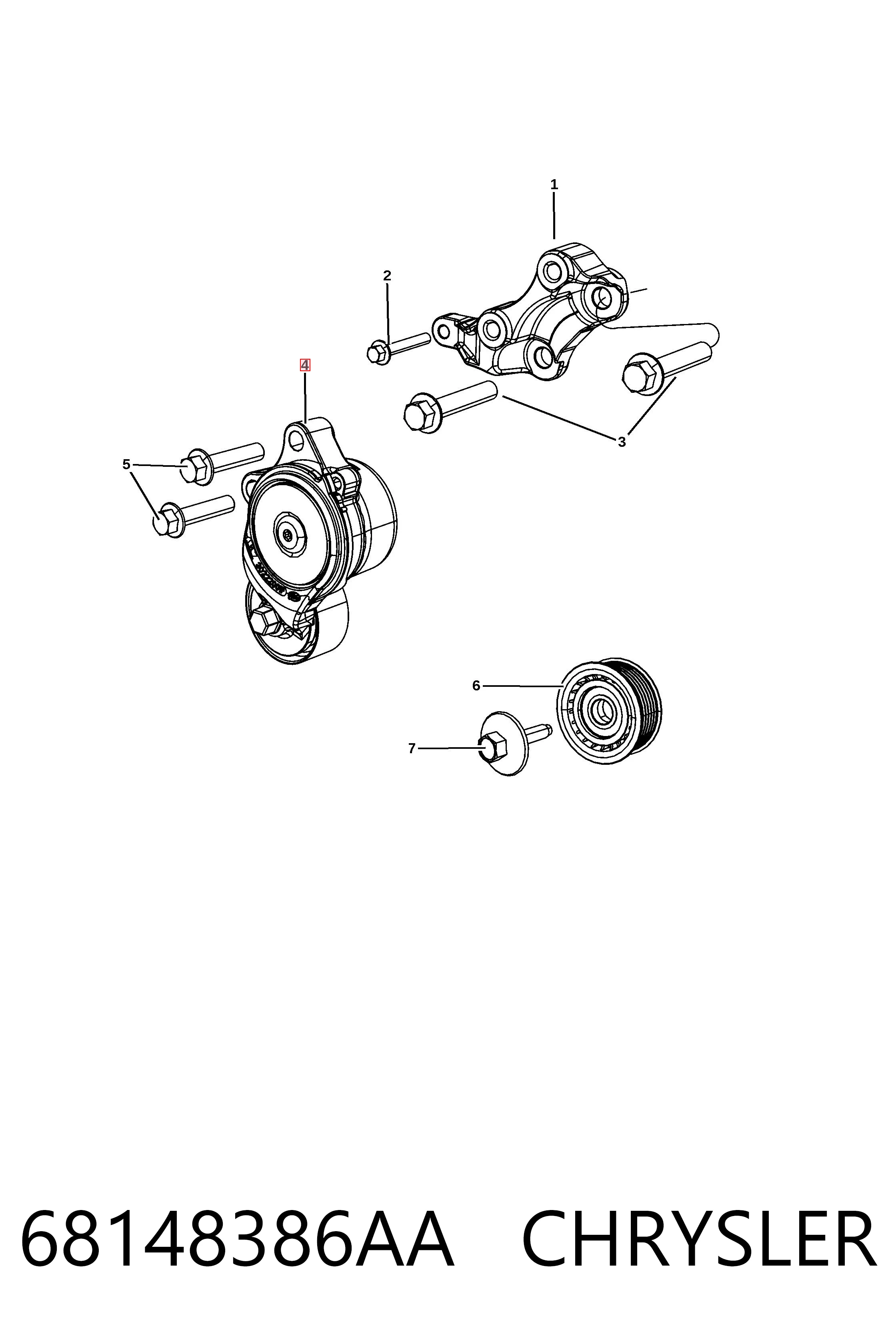 68148386AA Chrysler Tensor de correa de alternador
