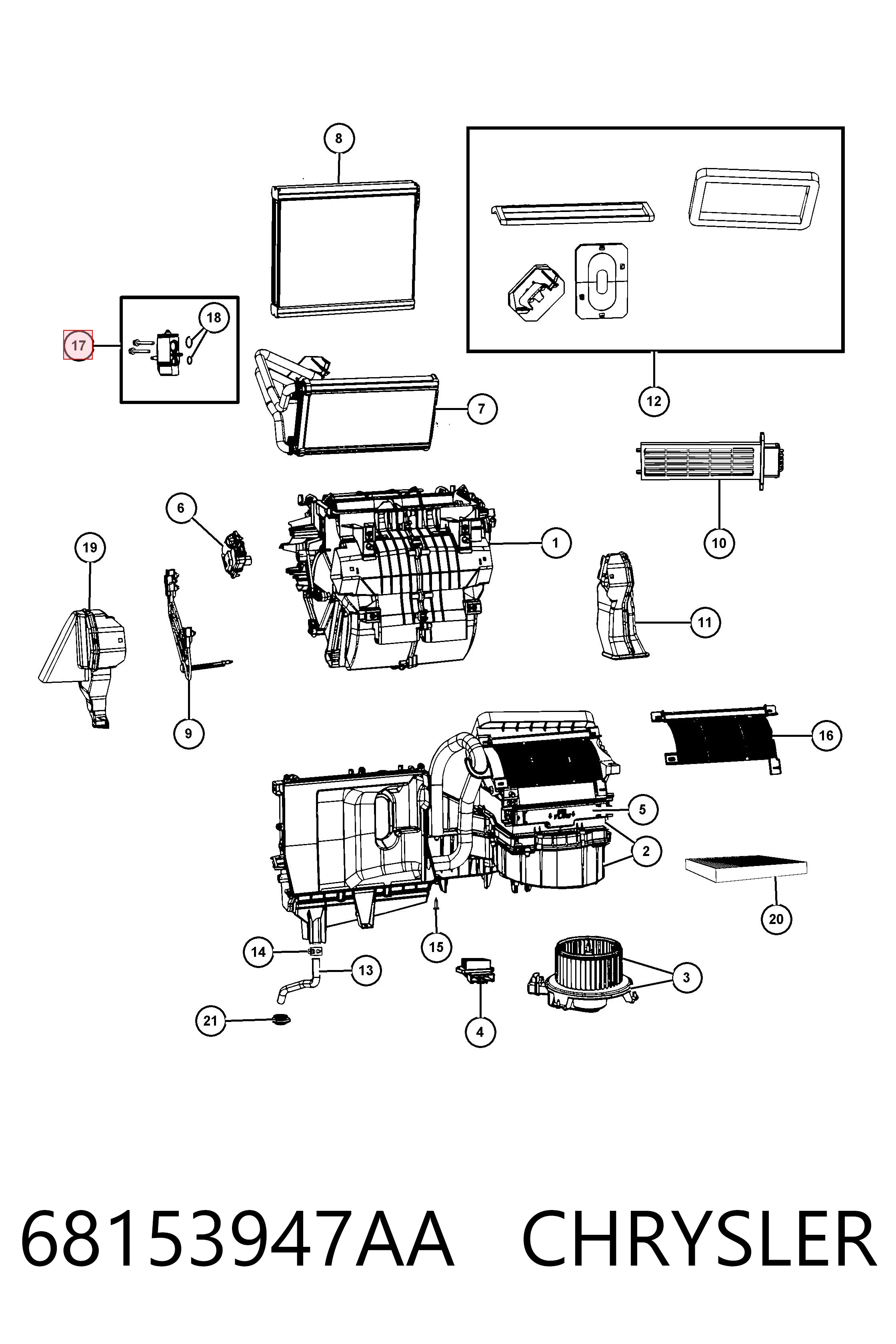 68153947AA Chrysler Válvula TRV del aire acondicionado