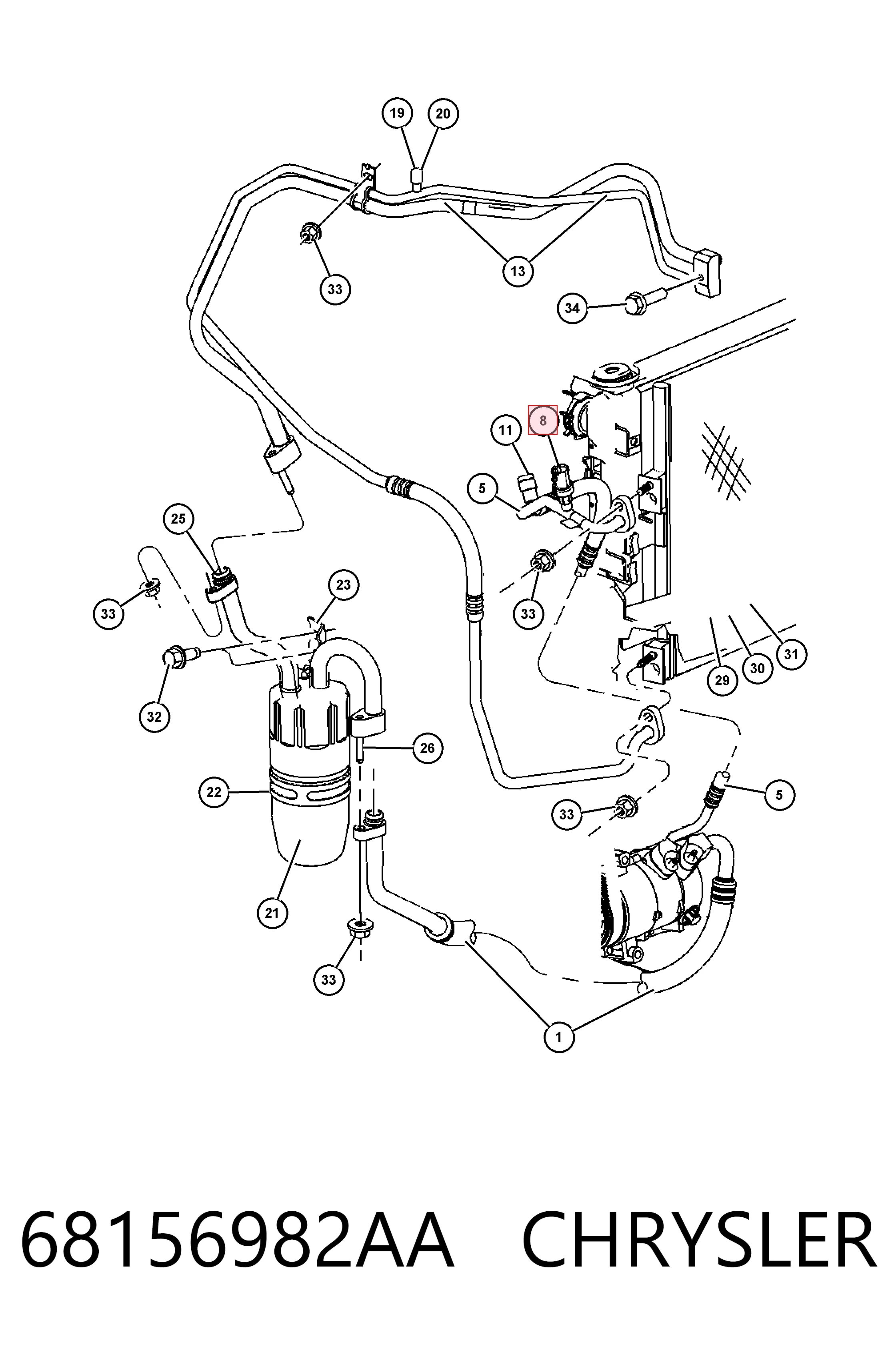 68156982AA Chrysler Sensor de baja presion aire acondicionado