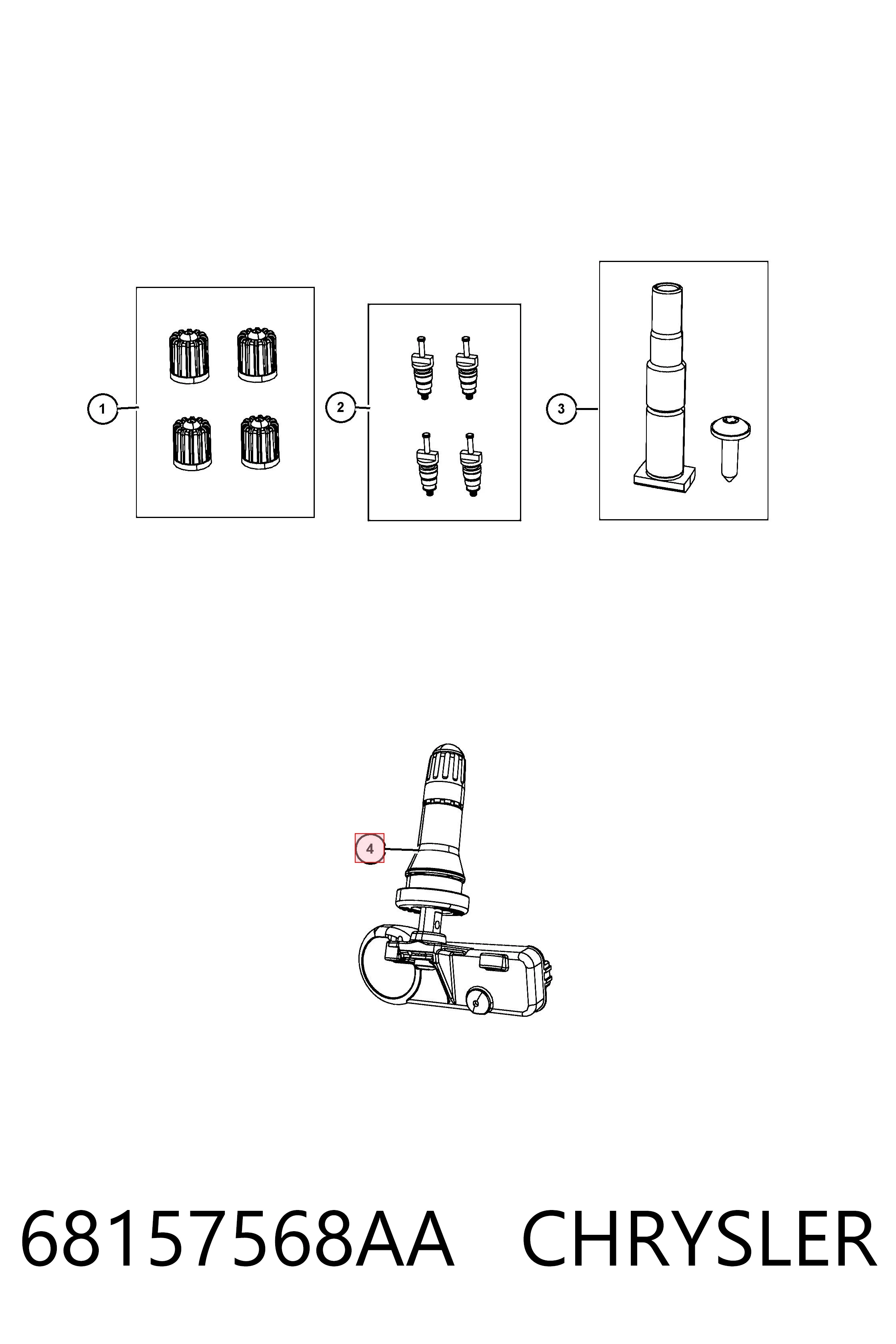 68157568AA Chrysler Sensor de presión de neumáticos (TPMS)