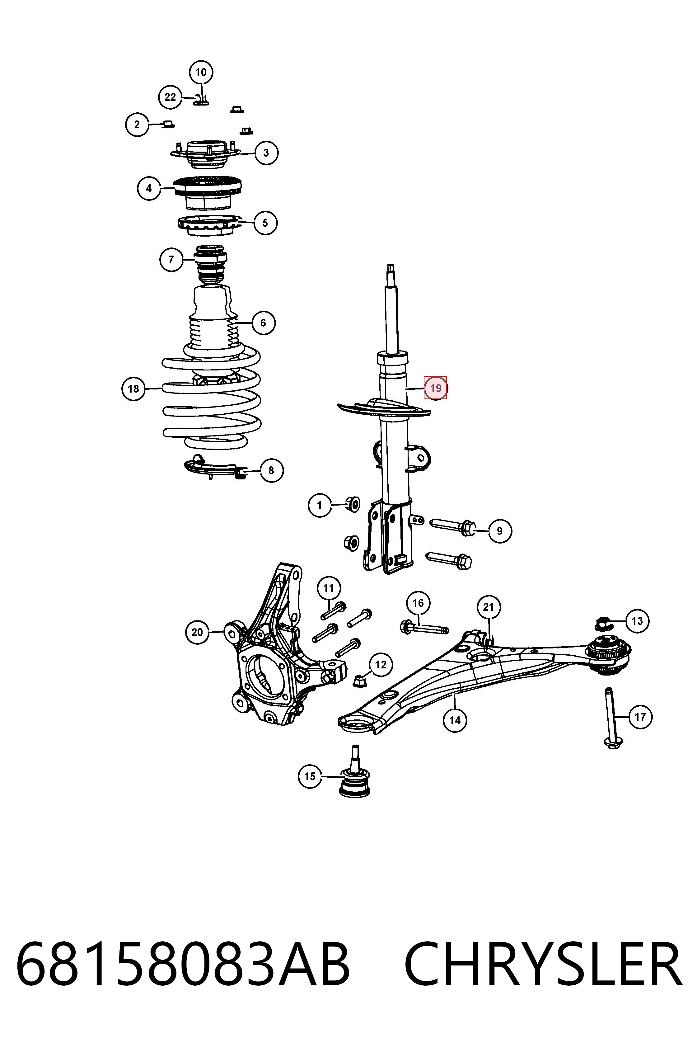 68158083AB Chrysler Amortiguador frontal