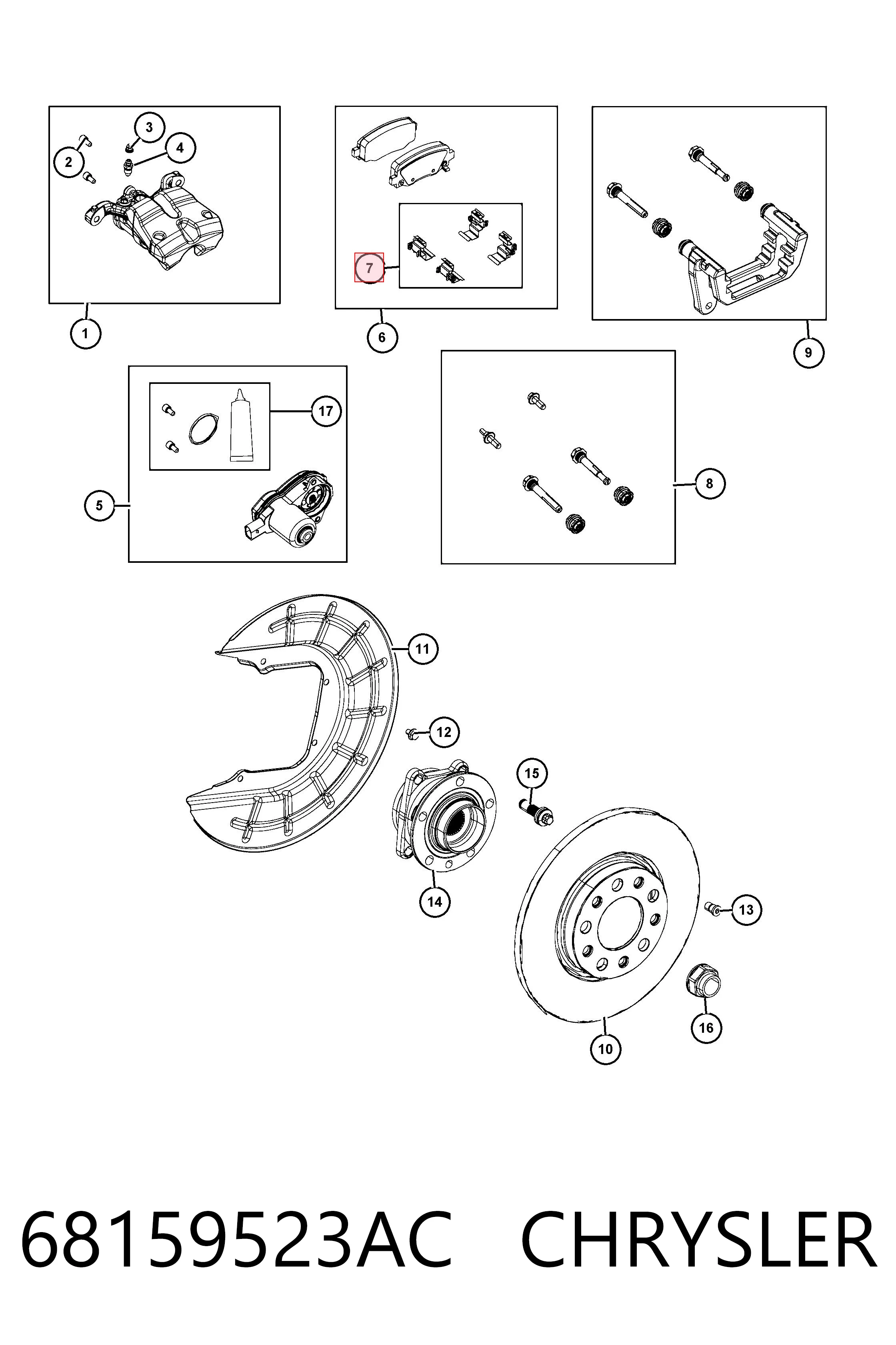 68159523AC Chrysler Pastillas freno traseras