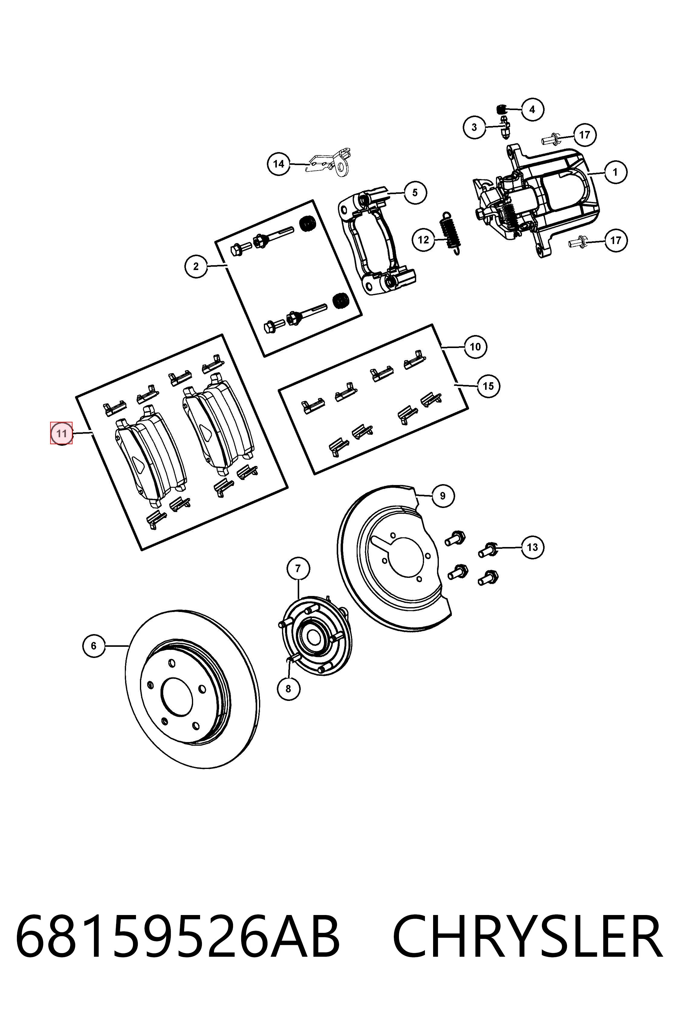 68159526AB Chrysler Pastillas freno traseras