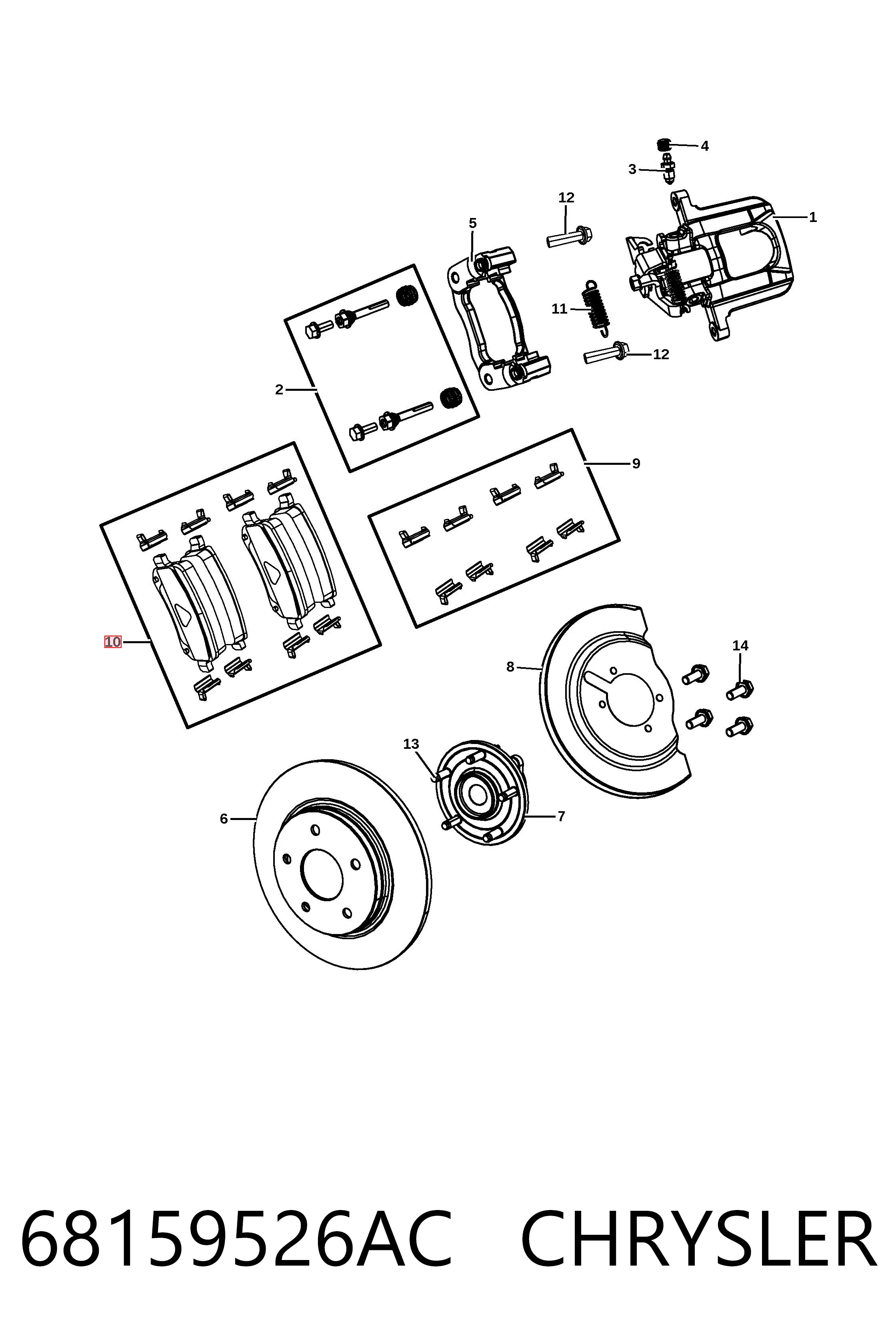68159526AC Chrysler Pastillas freno traseras