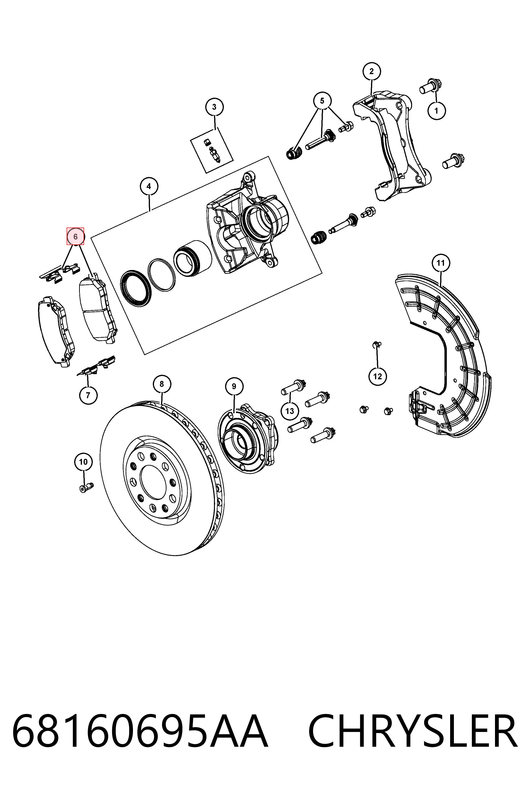 68160695AA Chrysler Pastillas delanteras
