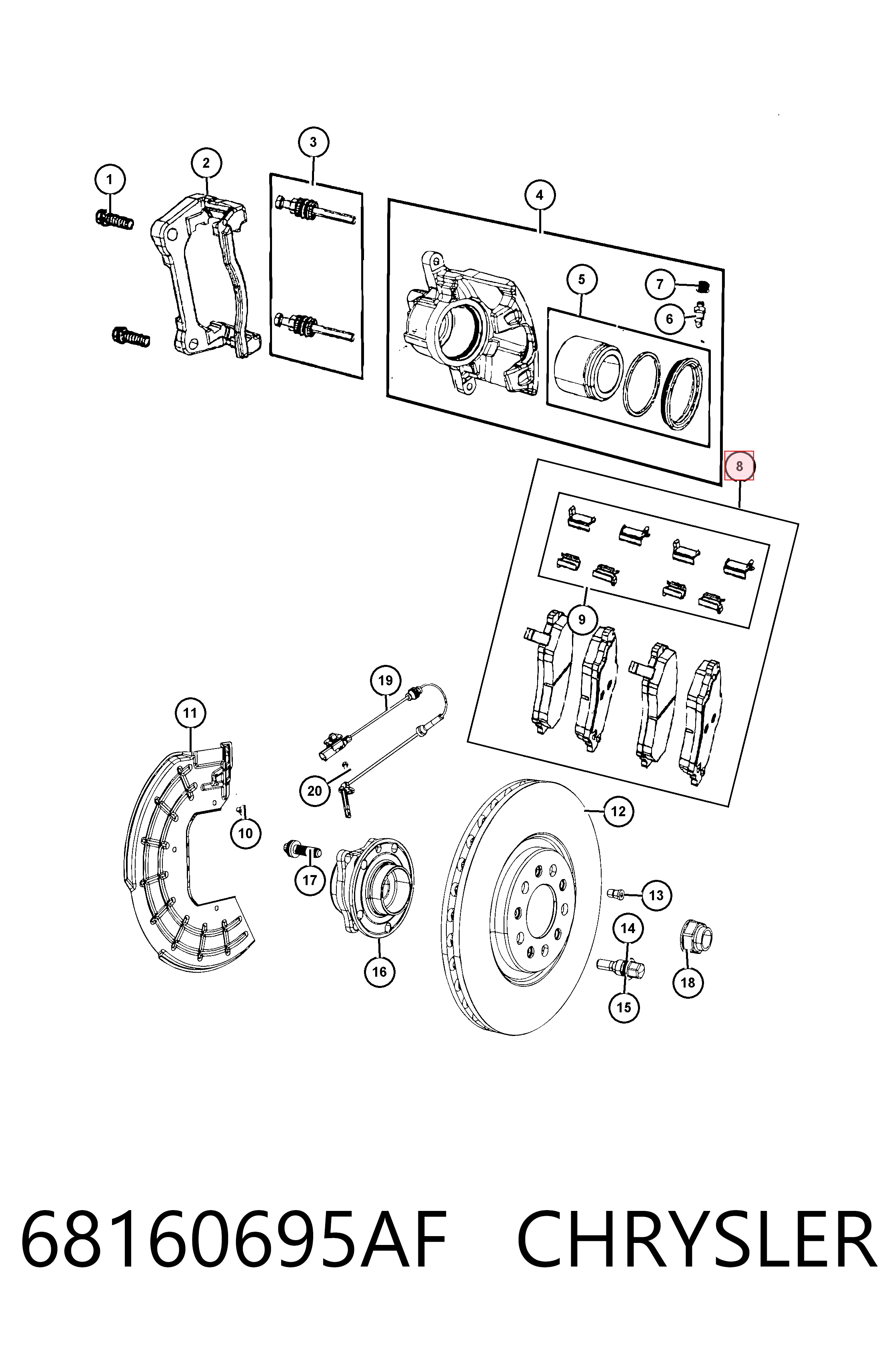 68160695AF Chrysler Pastillas delanteras