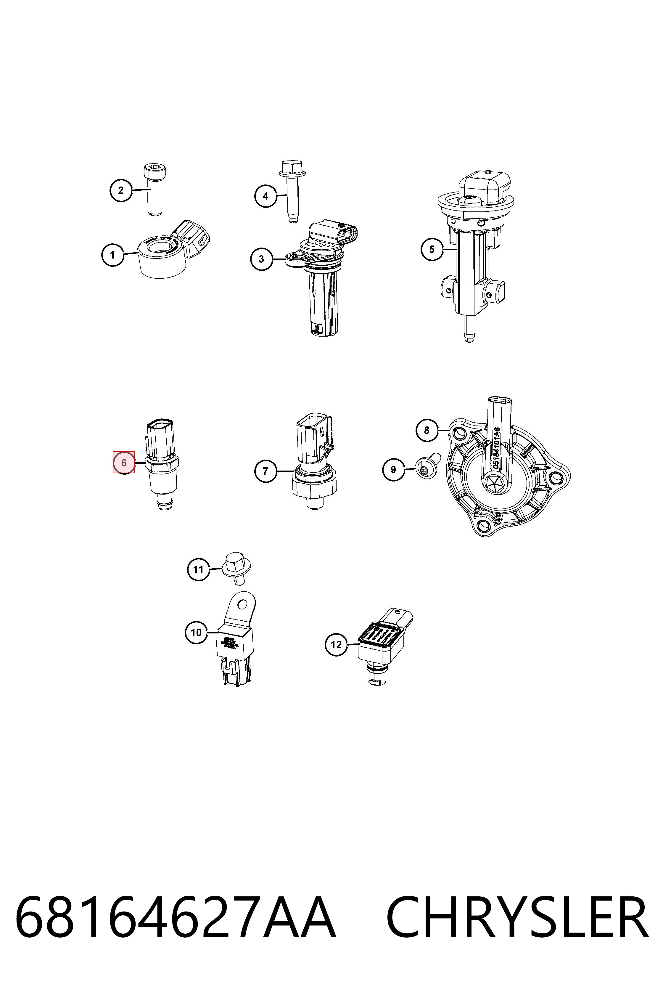 68164627AA Chrysler Sensor temperatura refrigerante