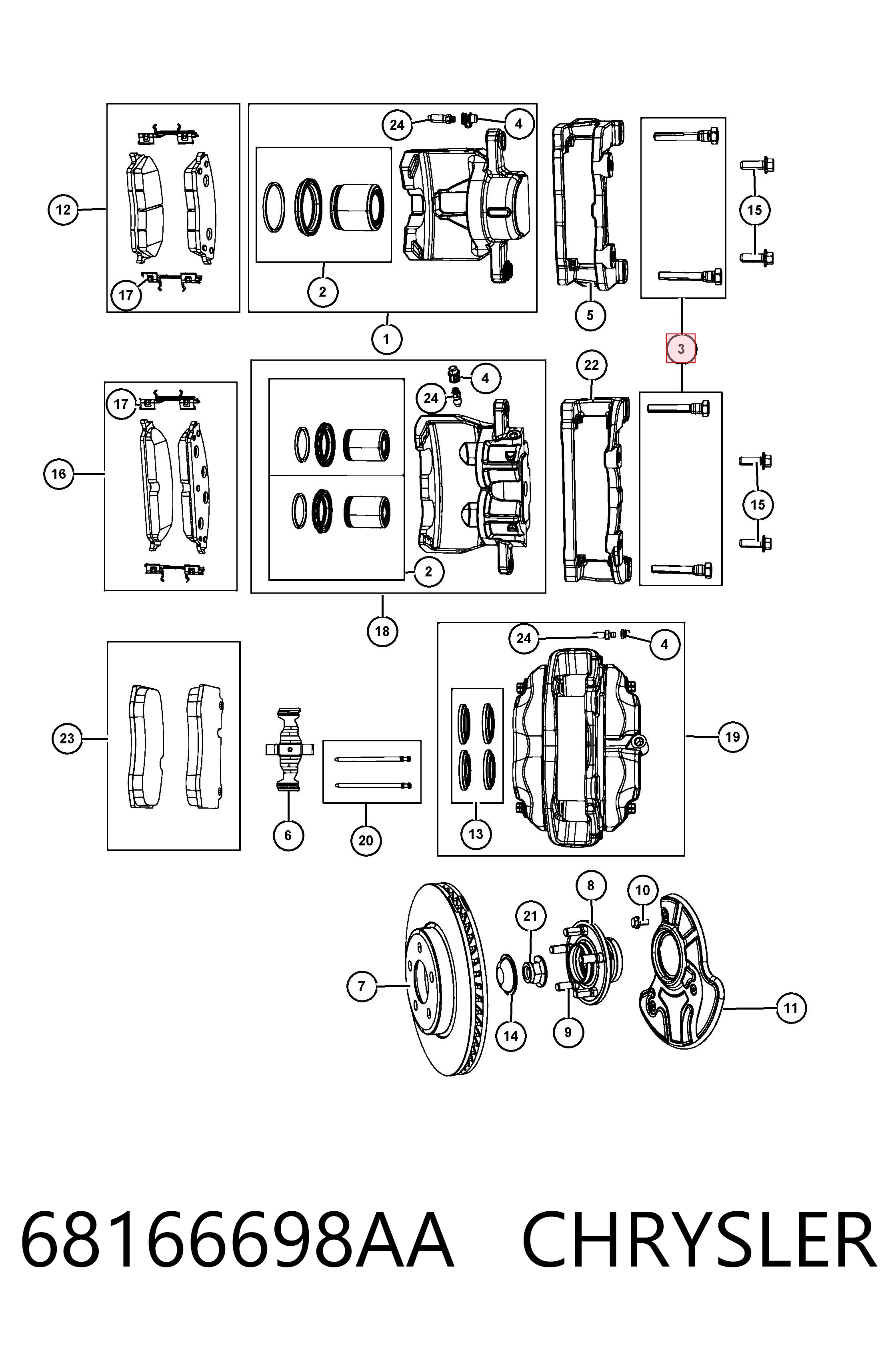 68166698AA Chrysler Kit de reparación de pinzas