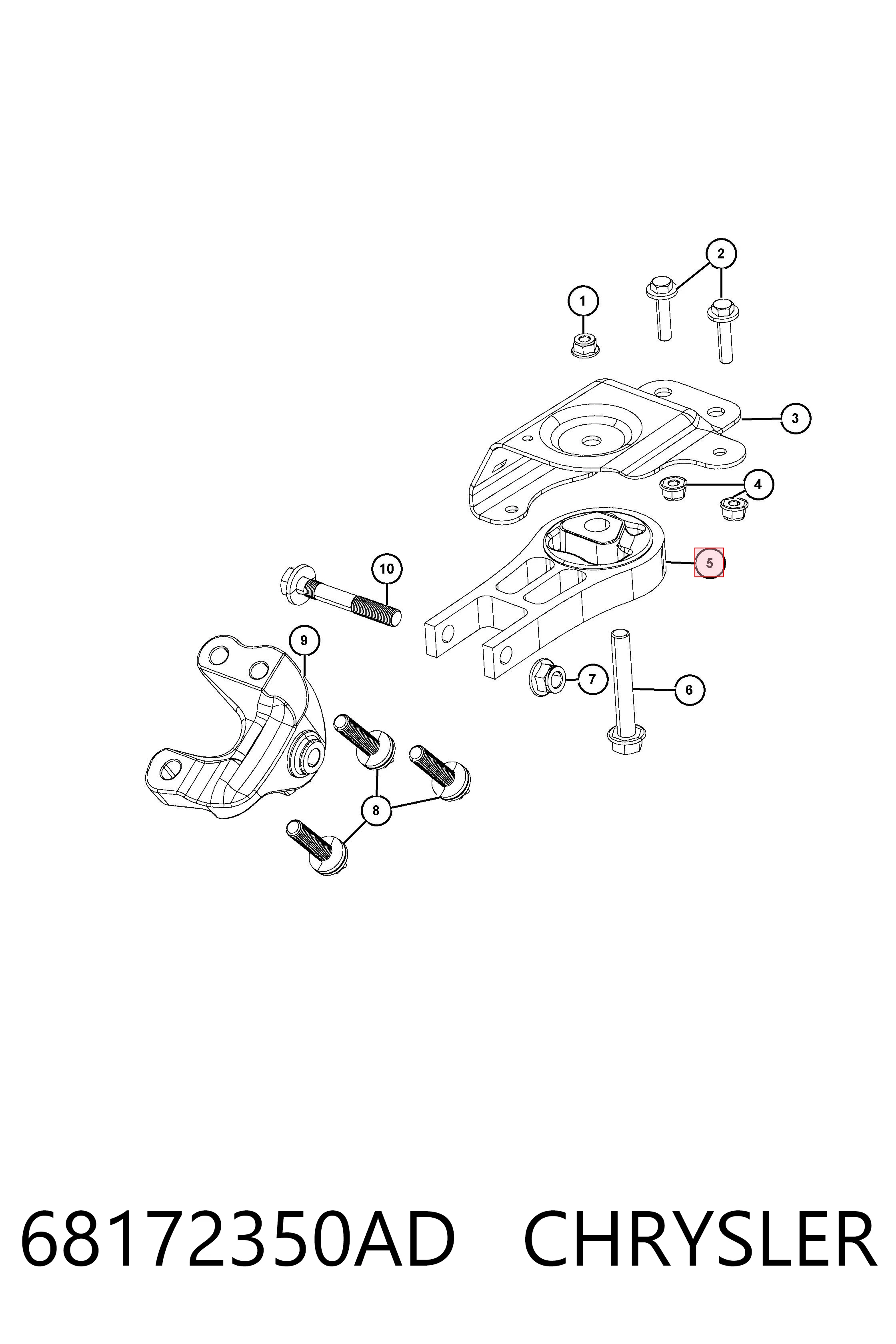 68172350AD Chrysler Taco de motor