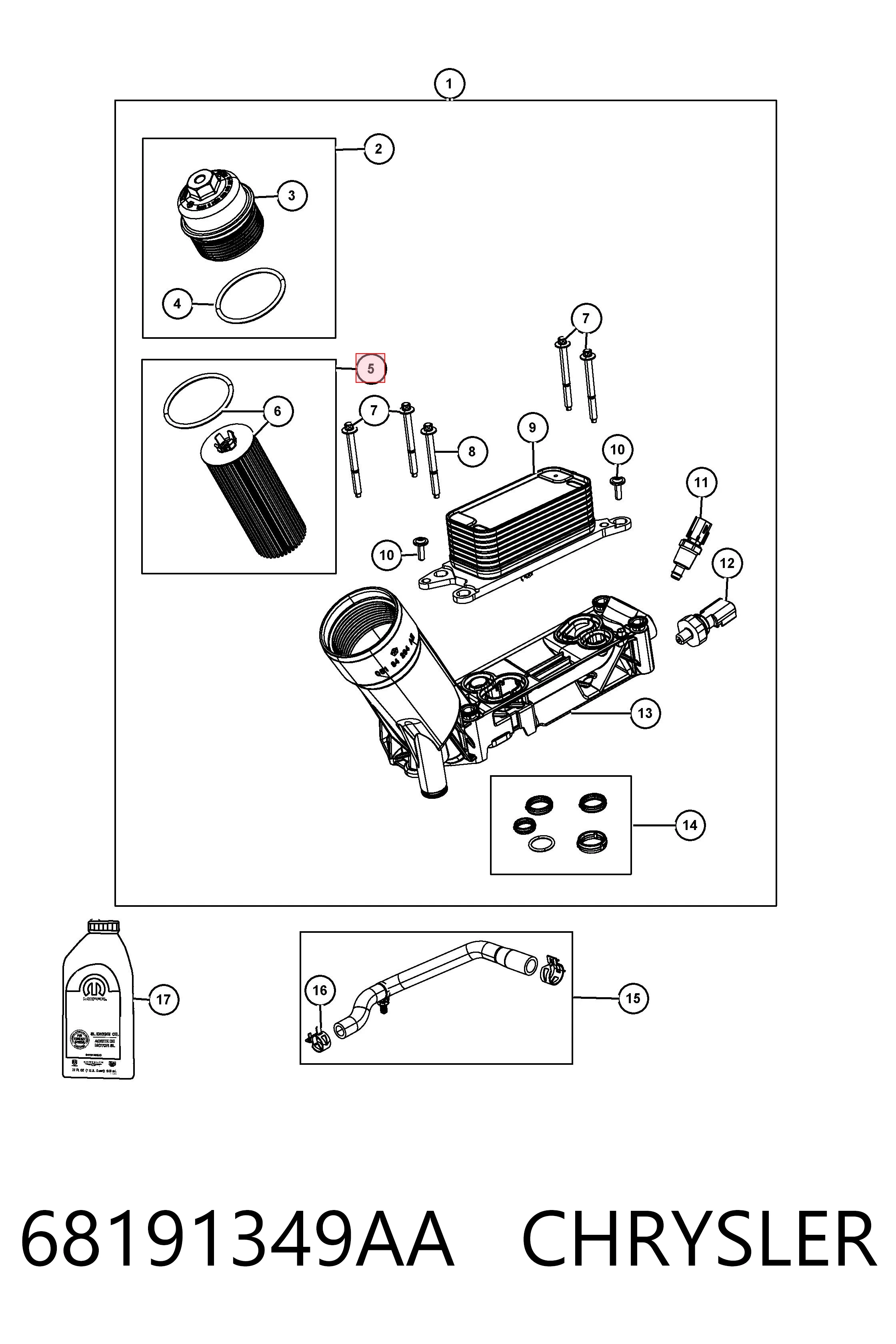68191349AA Chrysler Filtro aceite