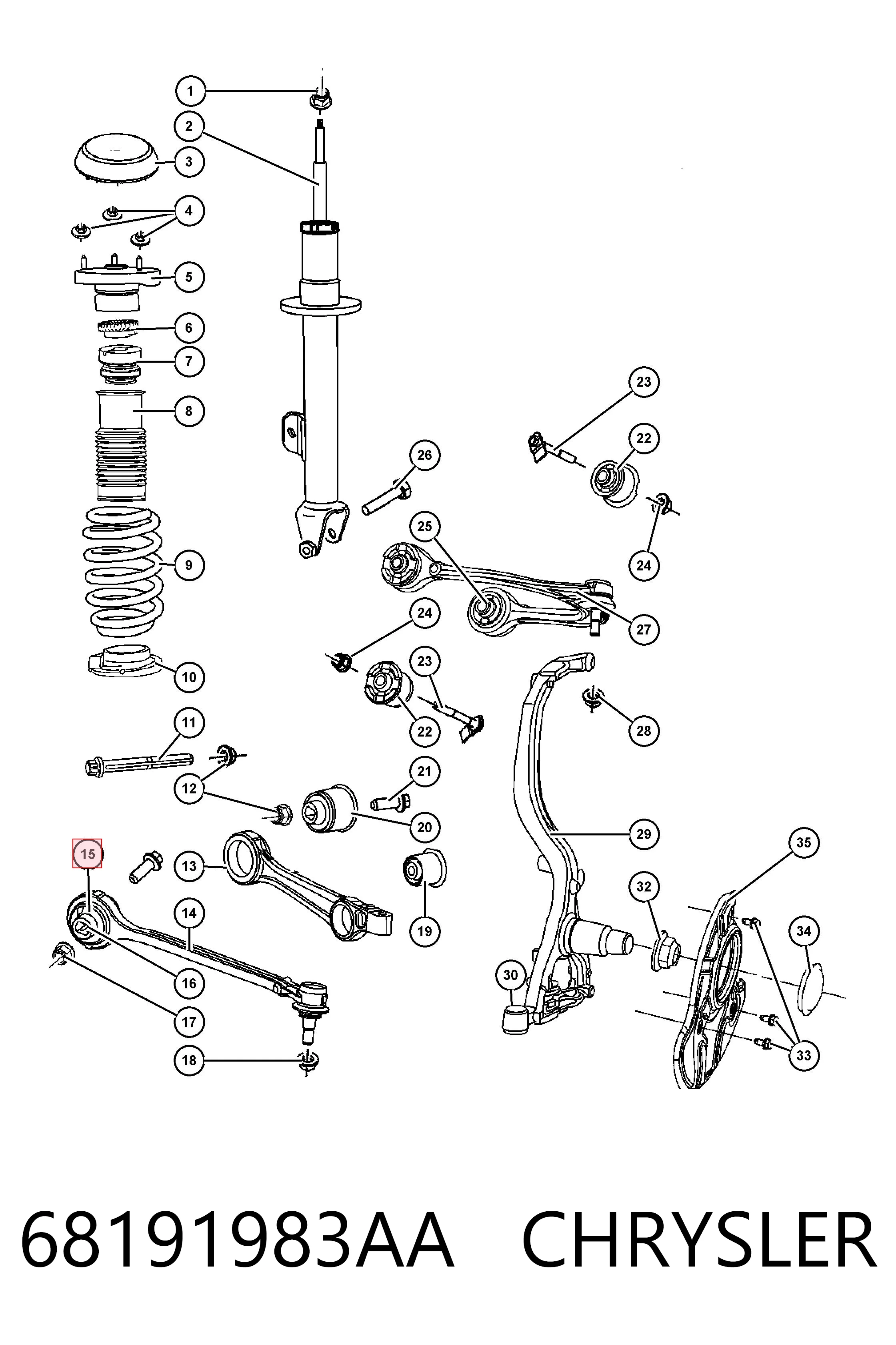 68191983AA Chrysler Silentblock de brazo de suspensión delantero inferior