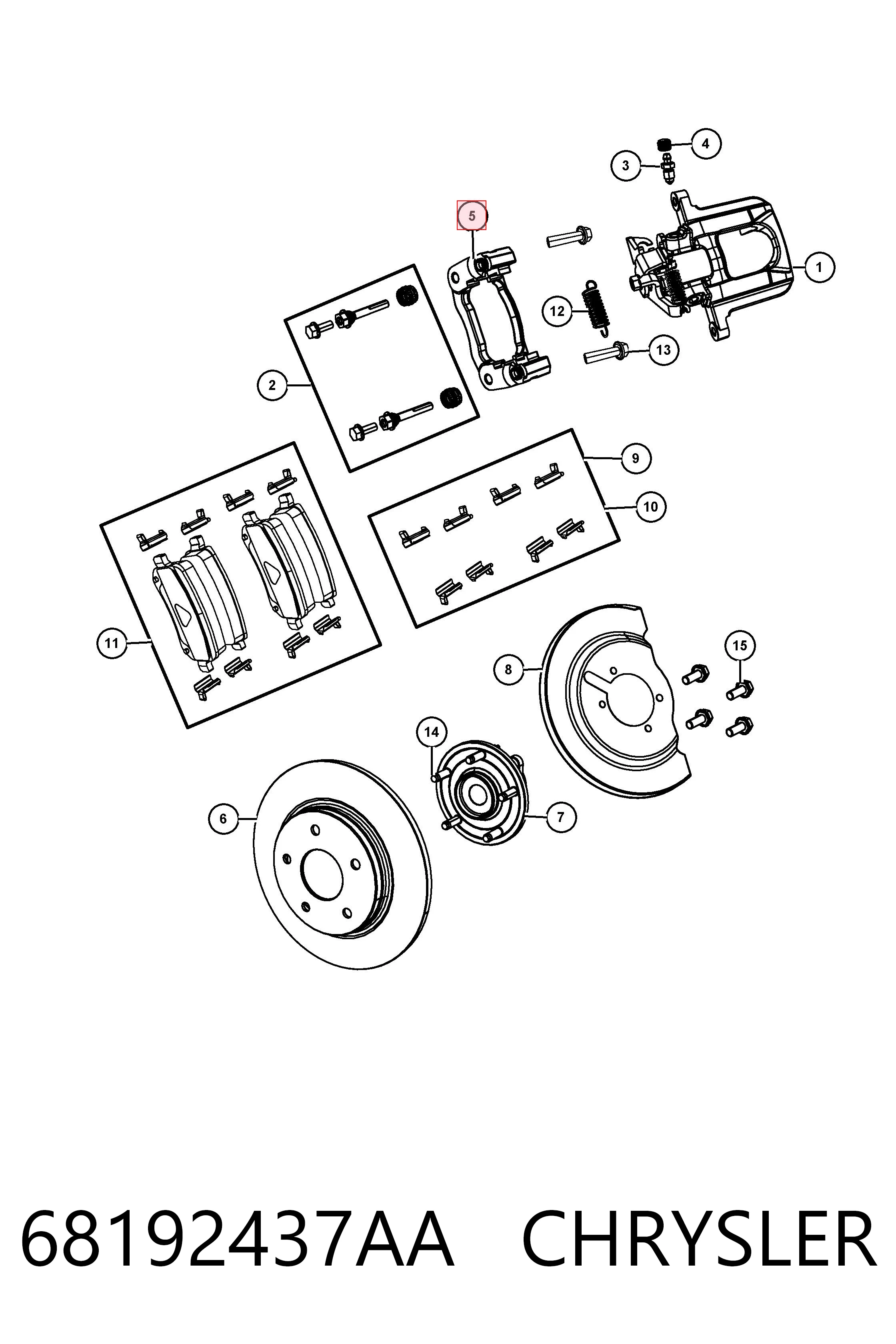 68192437AA Chrysler Soporte de la pinza de freno trasera
