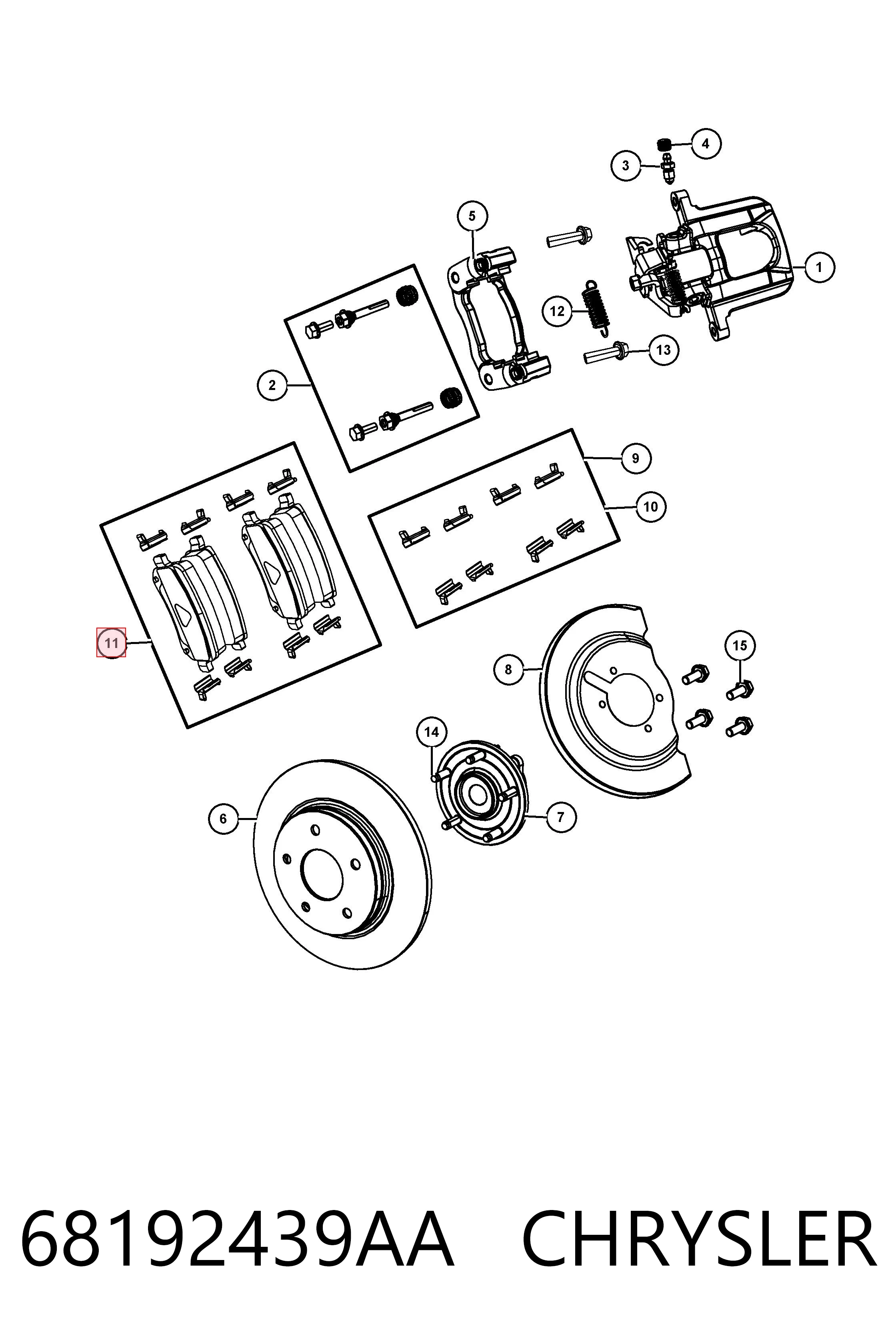 68192439AA Chrysler Pastillas freno traseras