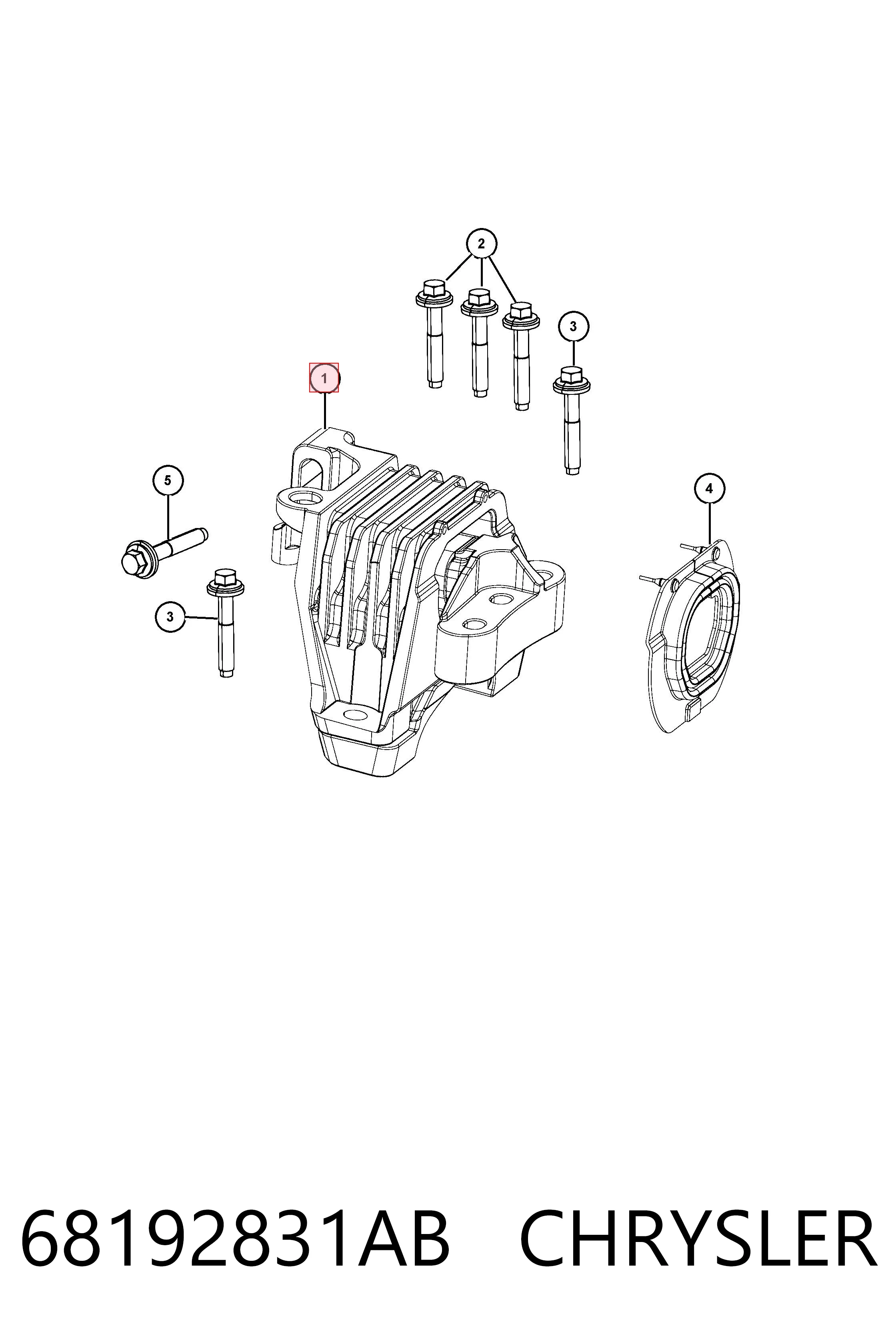 68192831AB Chrysler Soporte de motor derecho