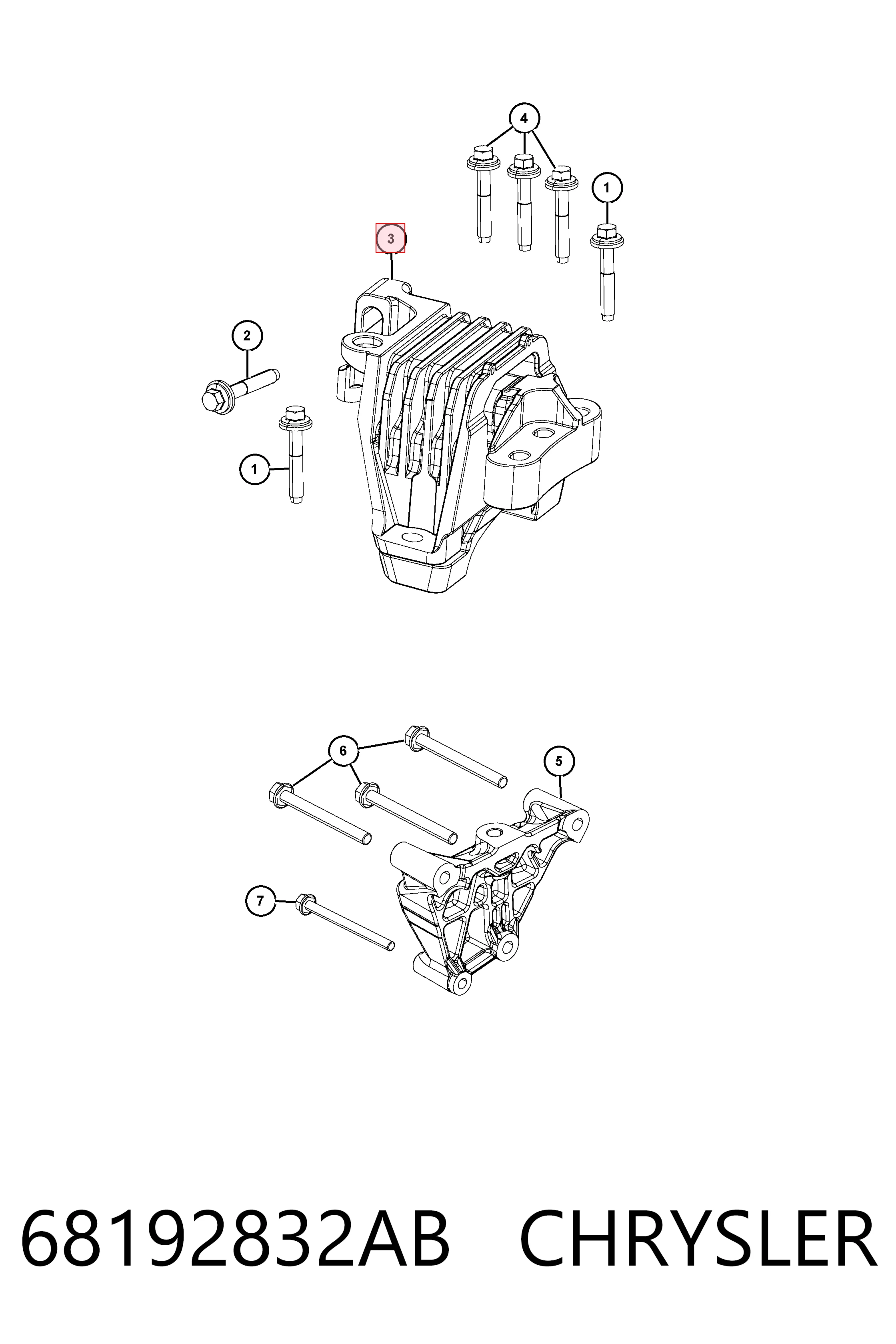 68192832AB Chrysler Soporte de motor derecho