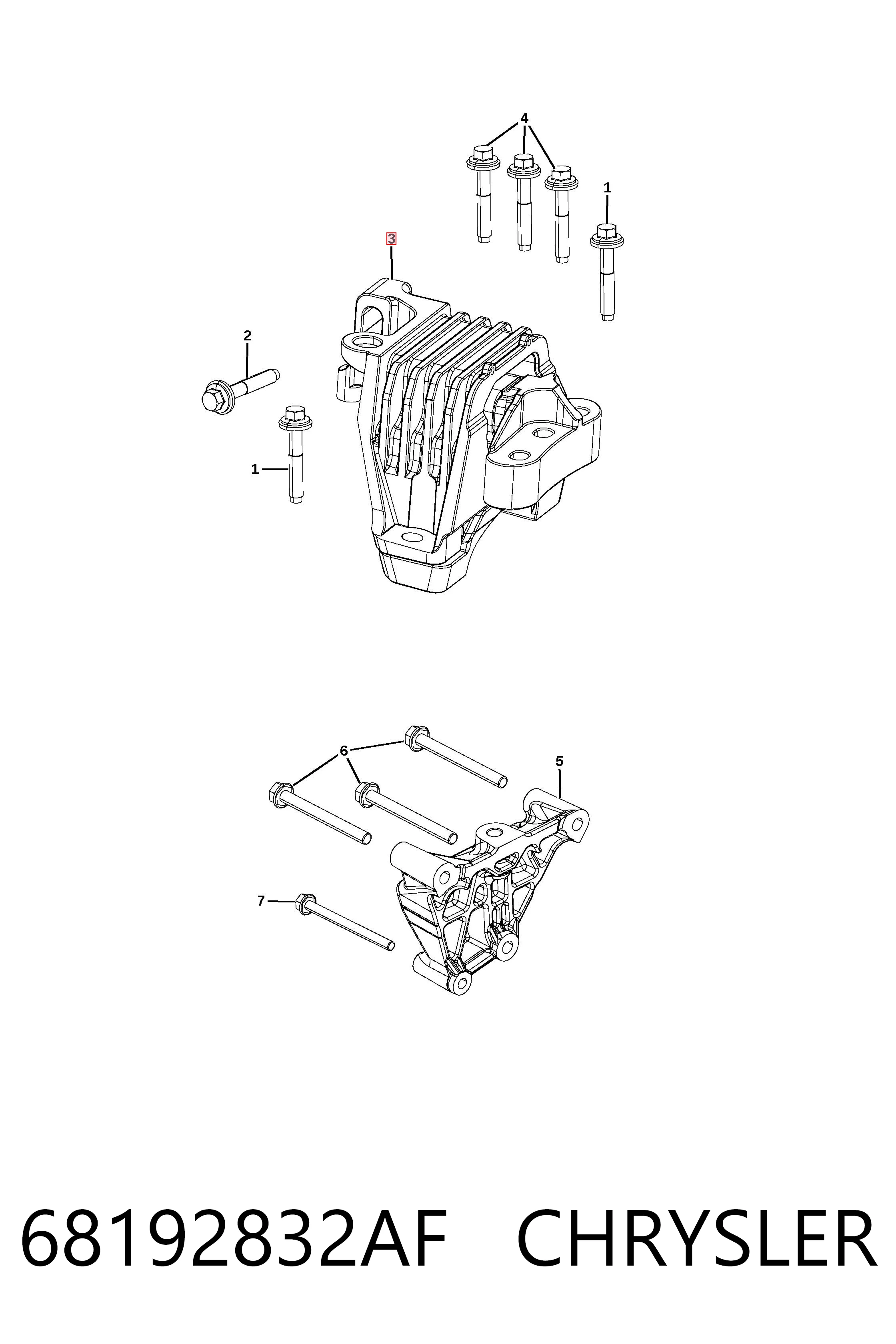 68192832AF Chrysler Soporte de motor derecho
