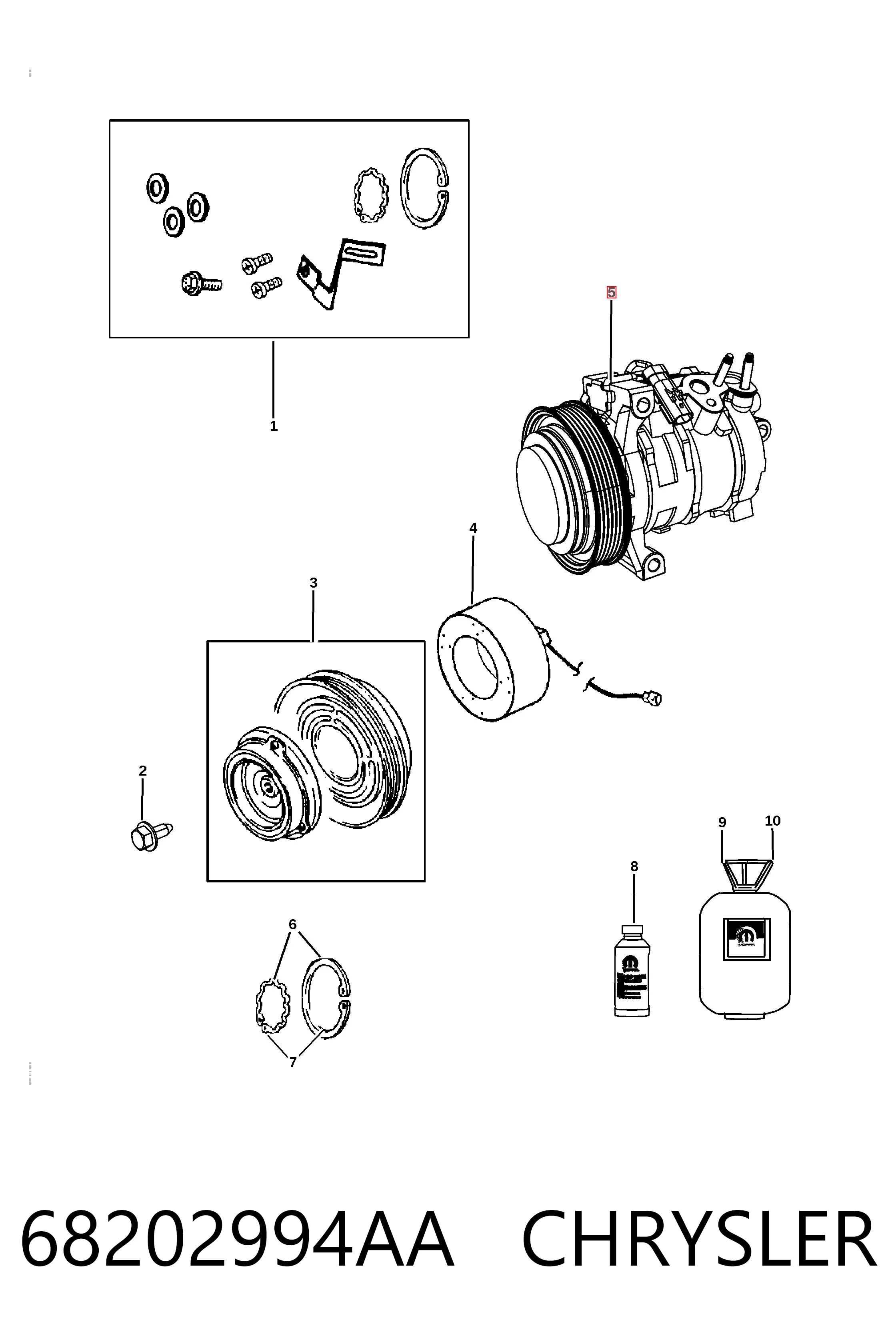 68202994AA Chrysler Compresor climatizador
