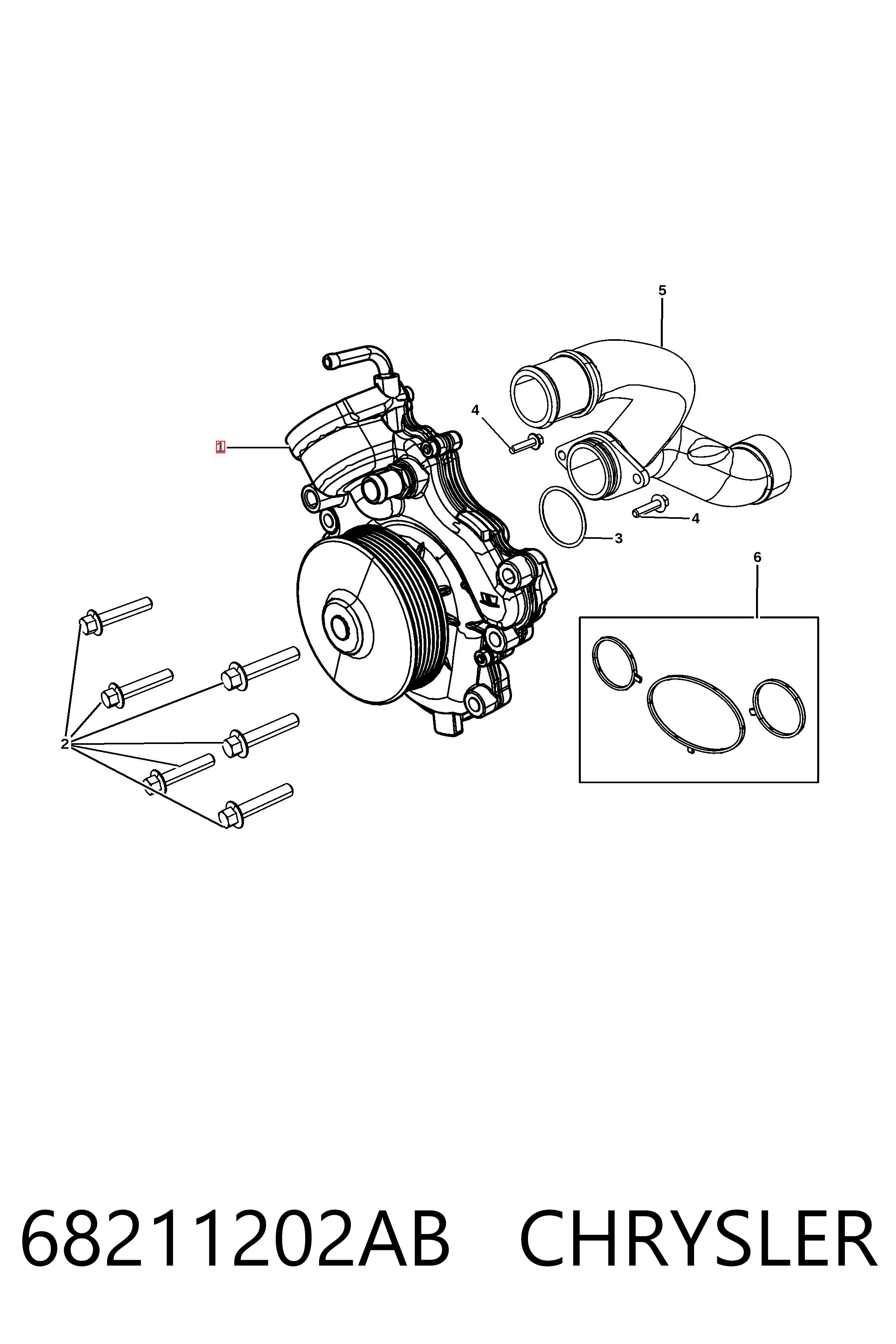 68211202AB Chrysler Bomba refrigerante coche