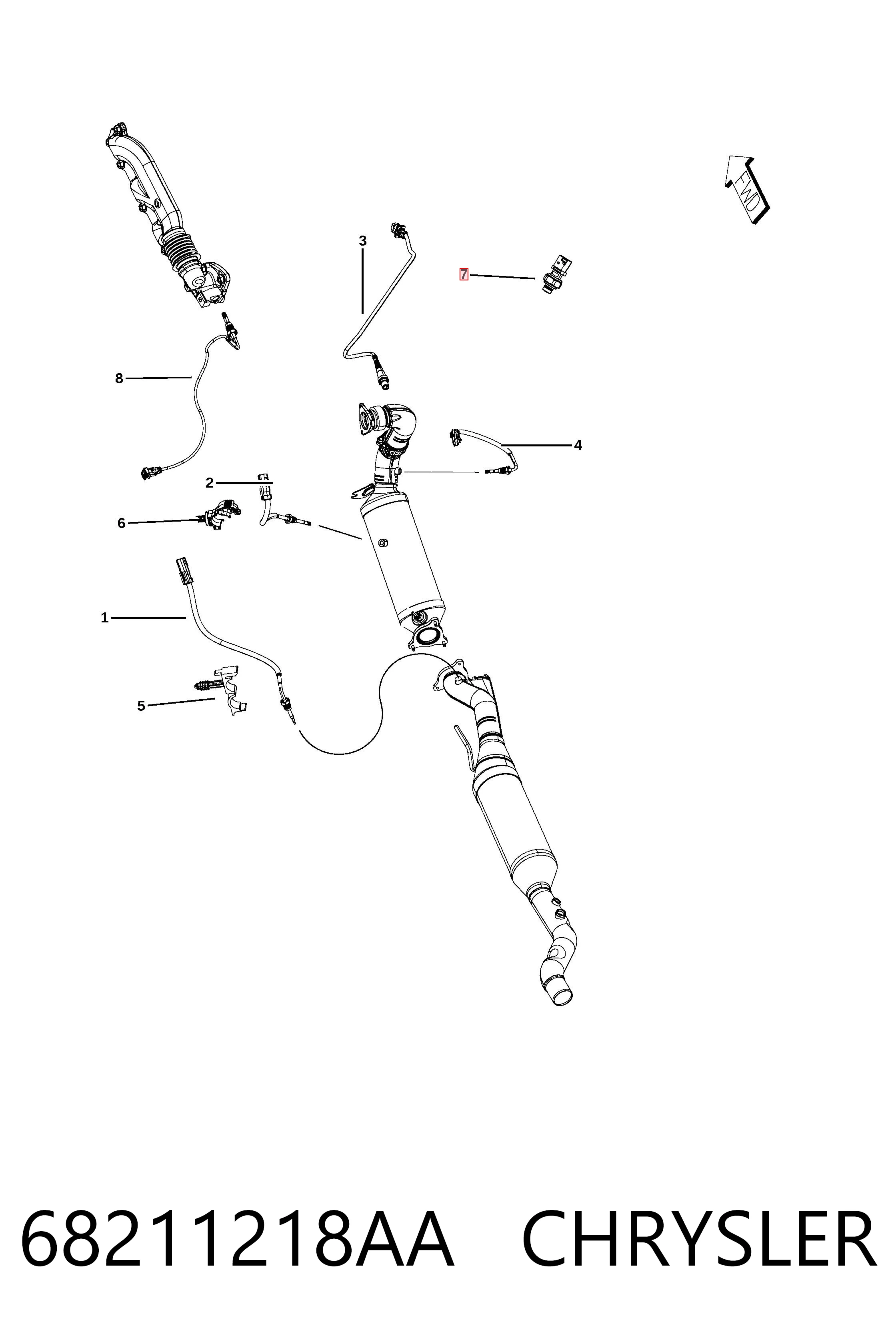 Sensor de temperatura de gases de escape antes del catalizador 68211218AA CHRYSLER