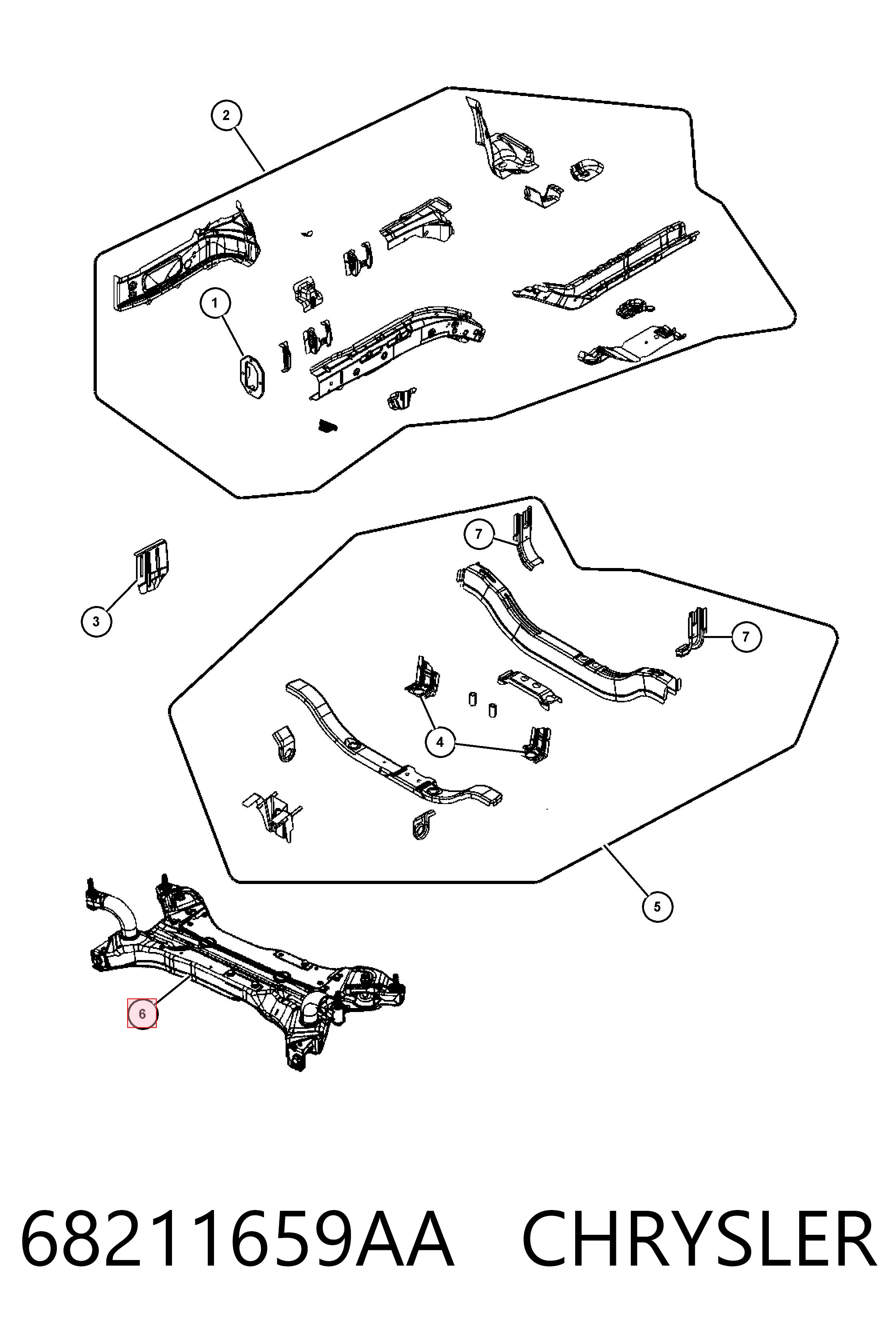 68211659AA Chrysler Subchasis delantero
