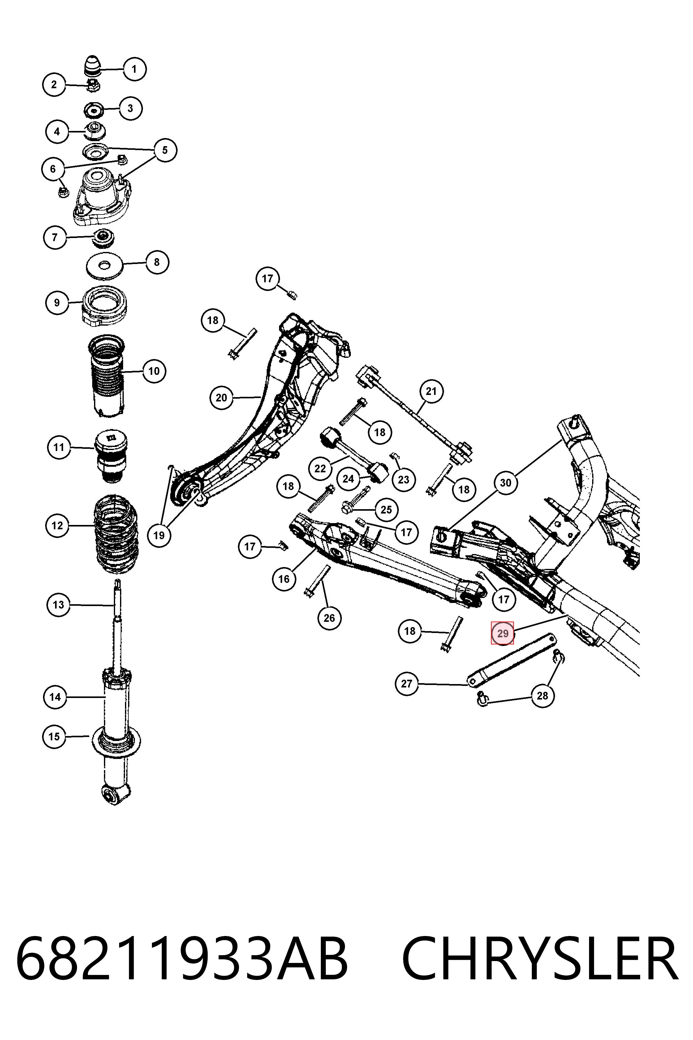 68211933AB Chrysler Subchasis trasero soporte motor