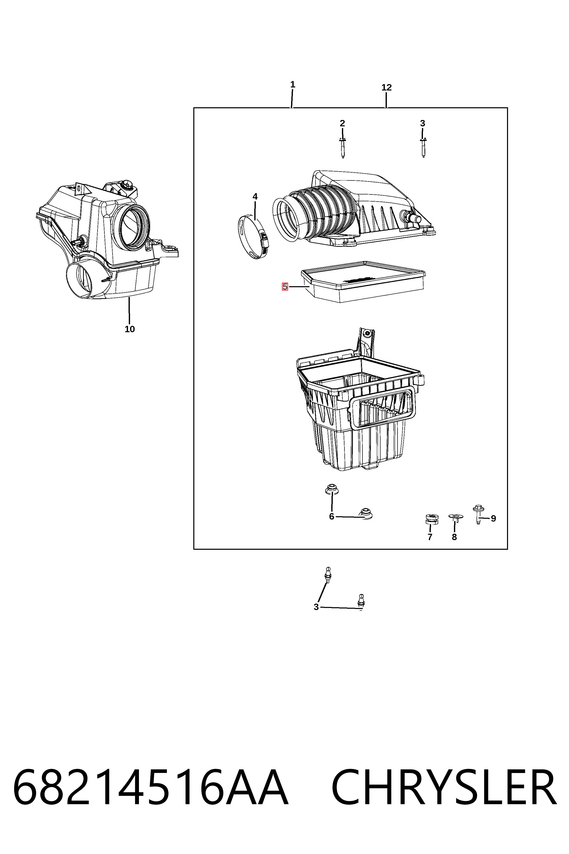68214516AA Chrysler Filtro de aire de motor