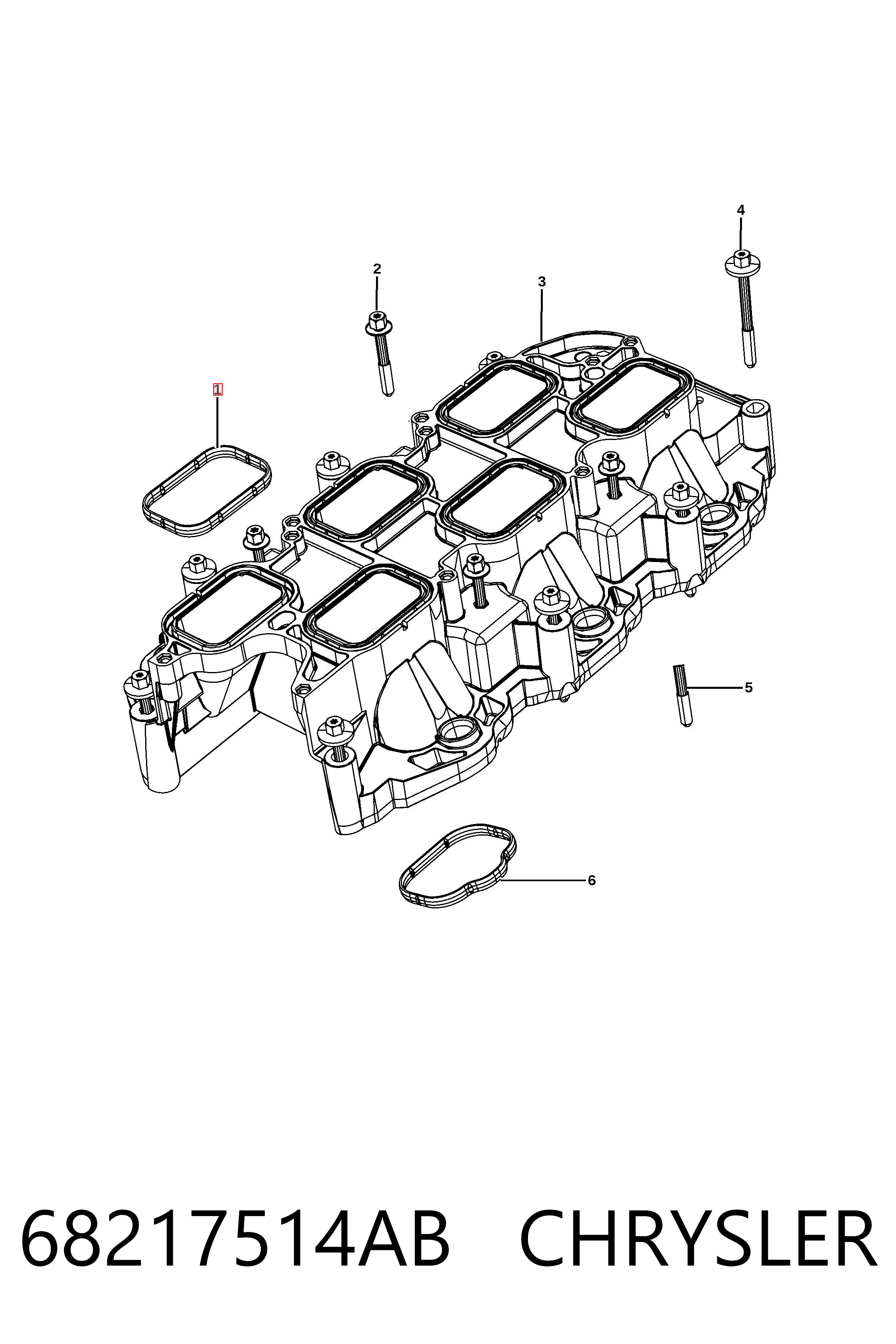 68217514AB Chrysler Junta superior del colector de admisión