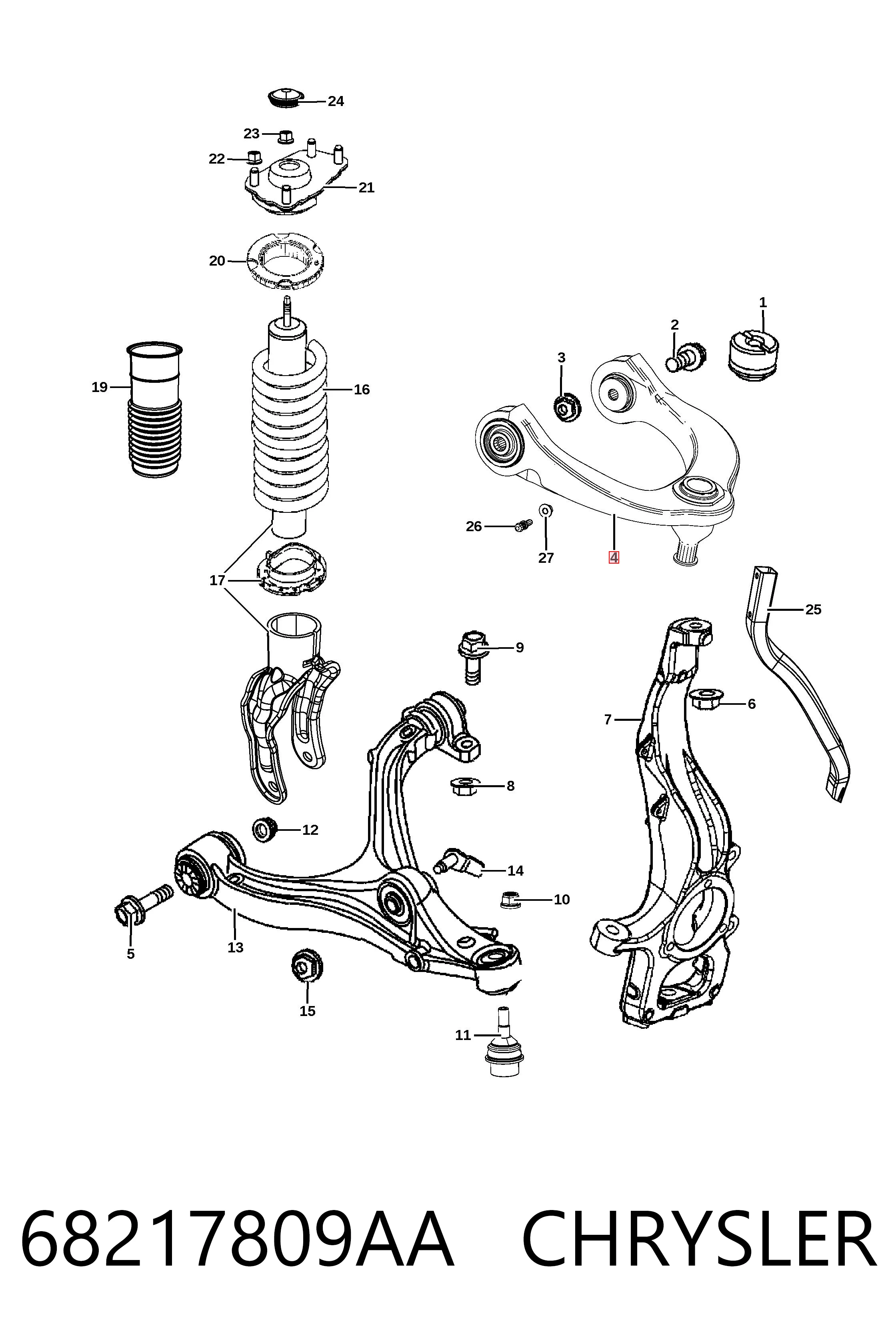 Brazo de suspensión delantera, superior izquierda Mercedes 68217809AA