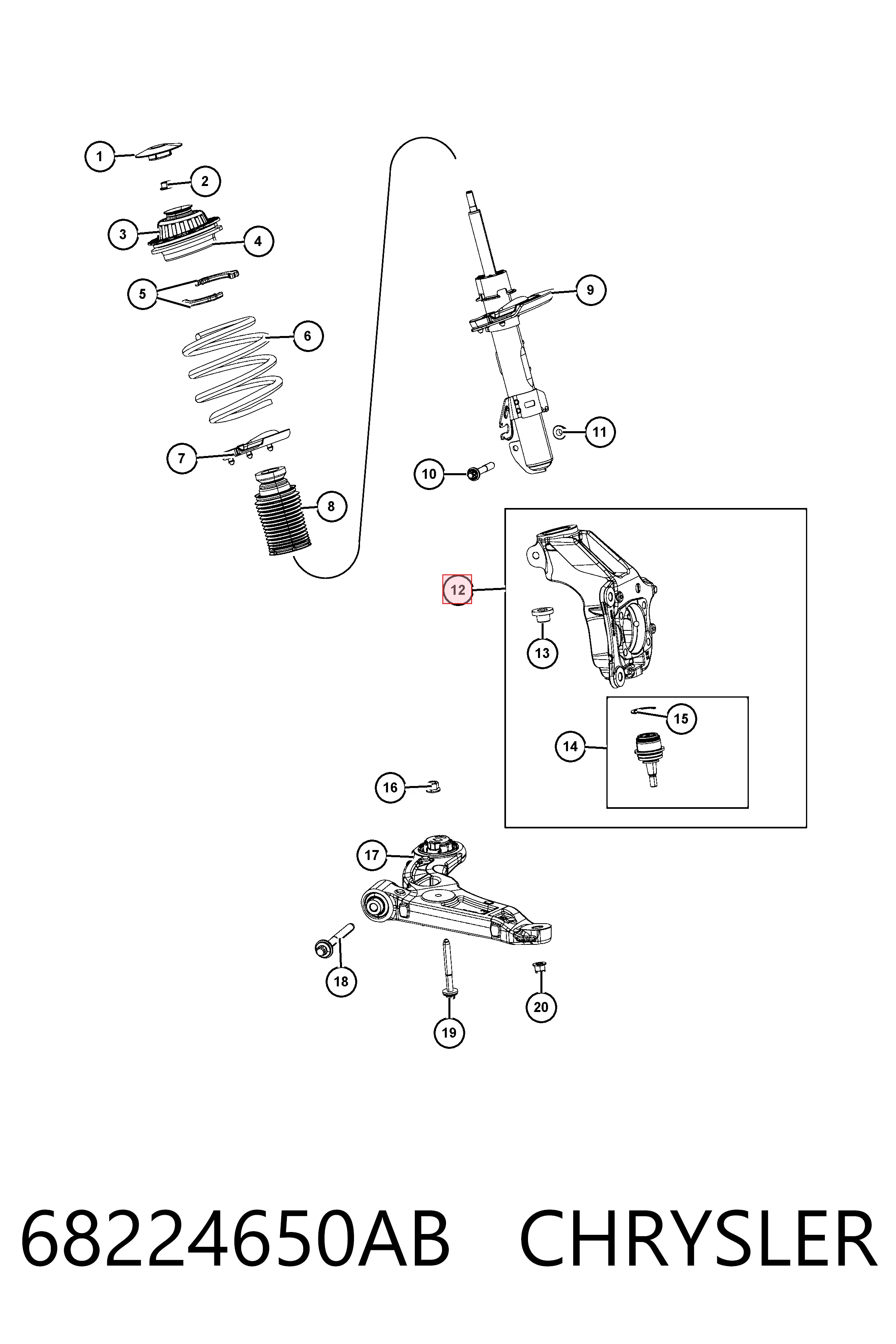 68224650AB Chrysler Rótula inferior de suspensión