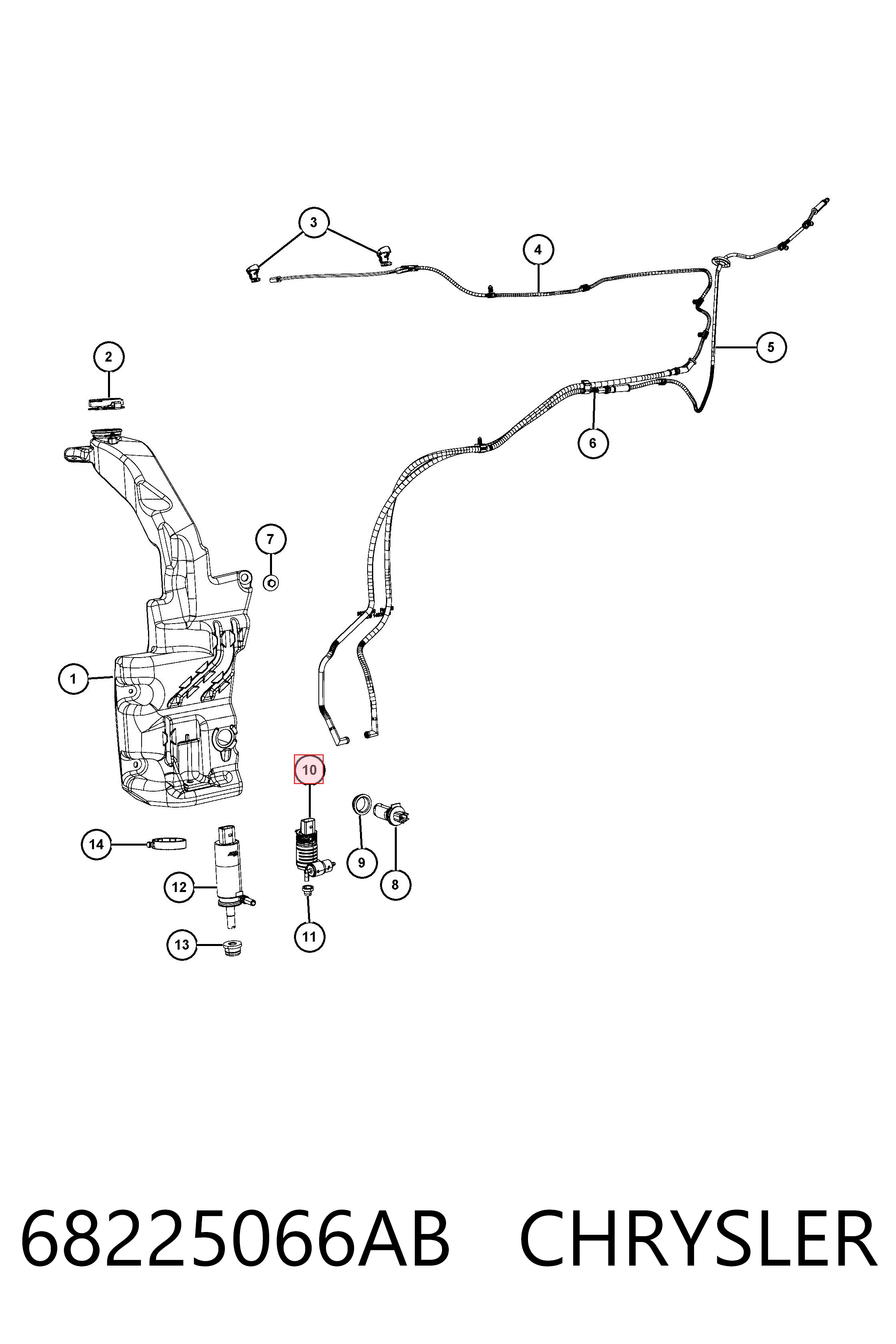 68225066AB Chrysler Bomba-motor de limpiaparabrisas delantero/trasero