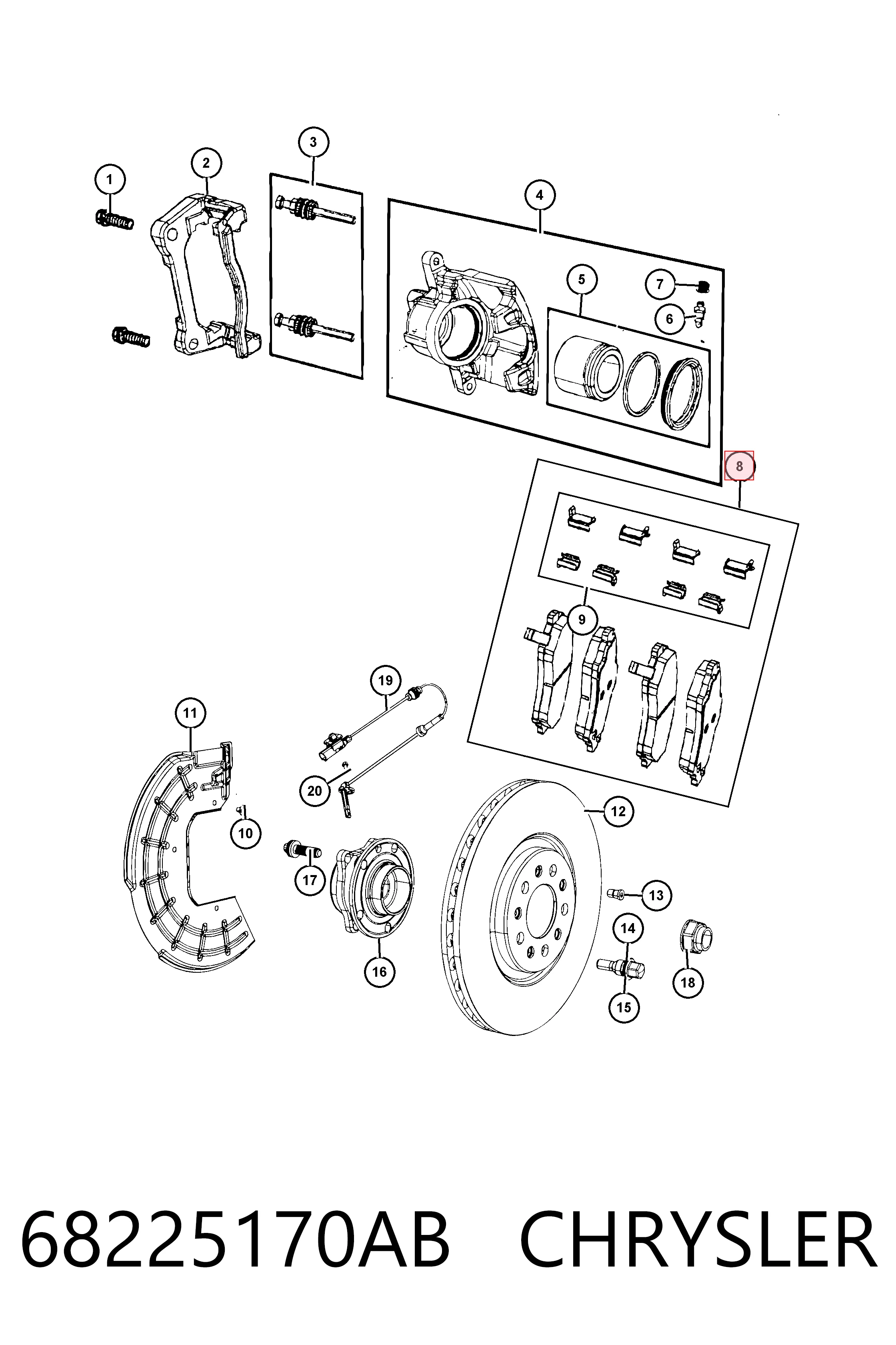 68225170AB Chrysler Pastillas delanteras