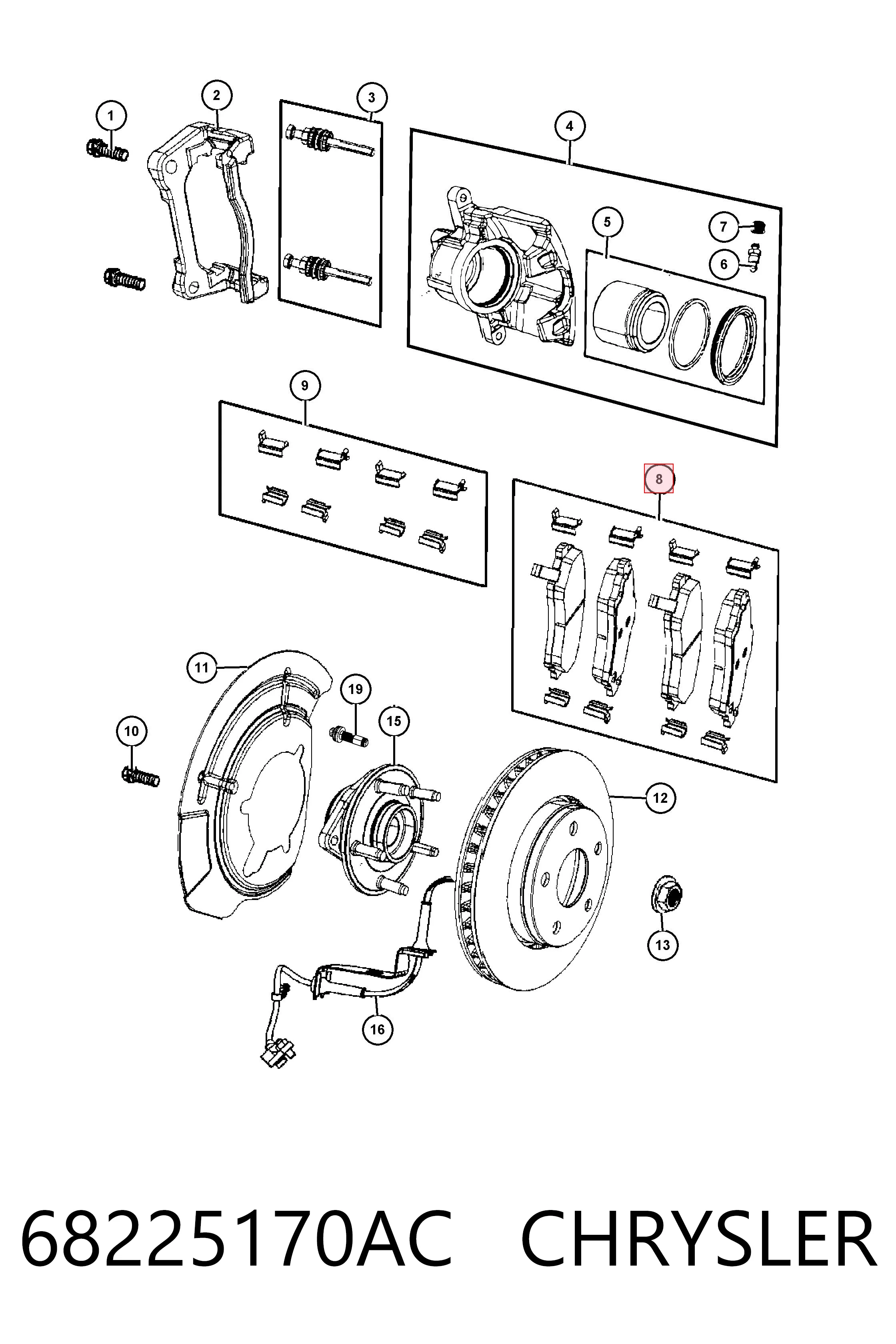 68225170AC Chrysler Pastillas delanteras