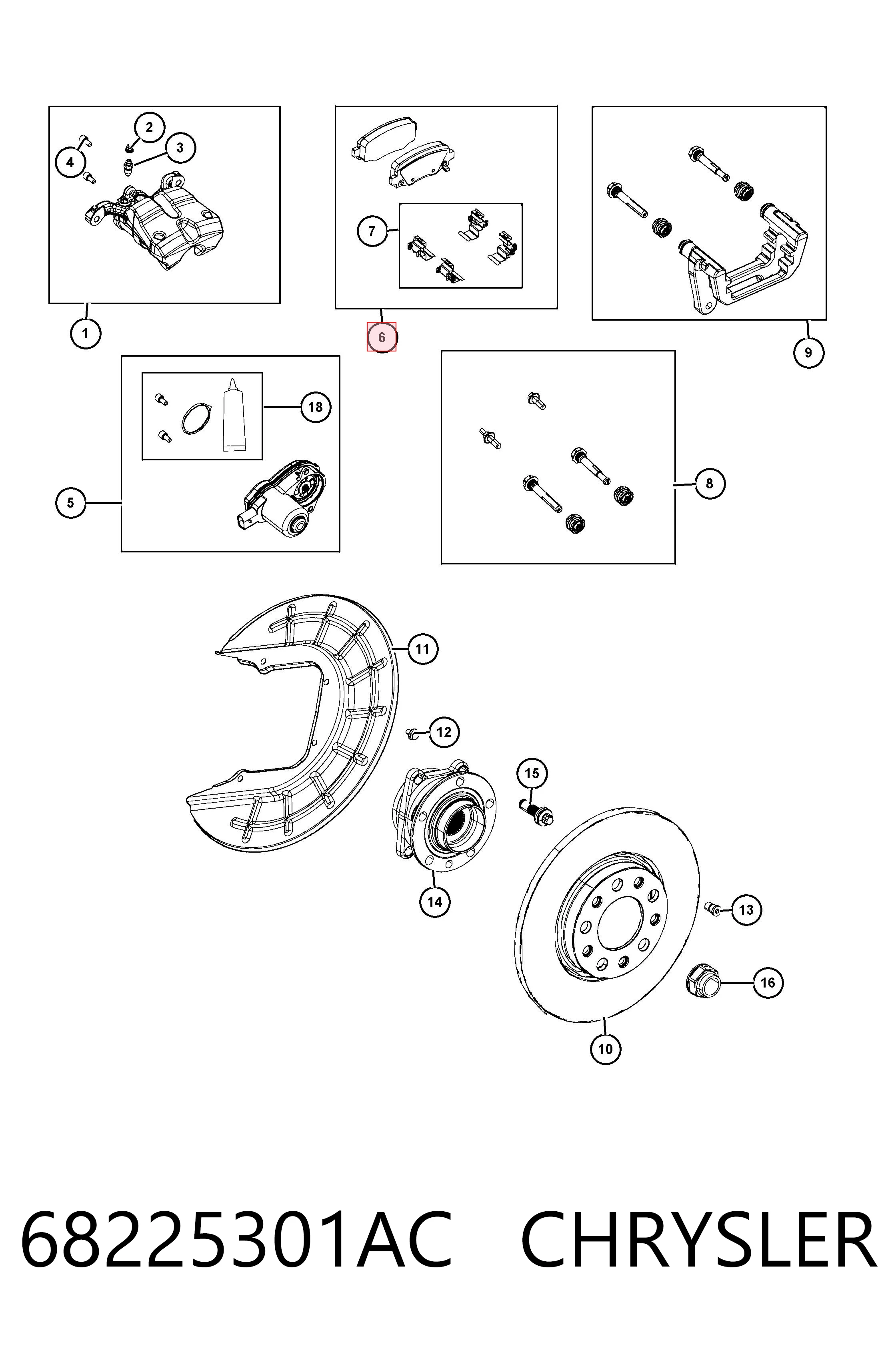 68225301AC Chrysler Pastillas freno traseras