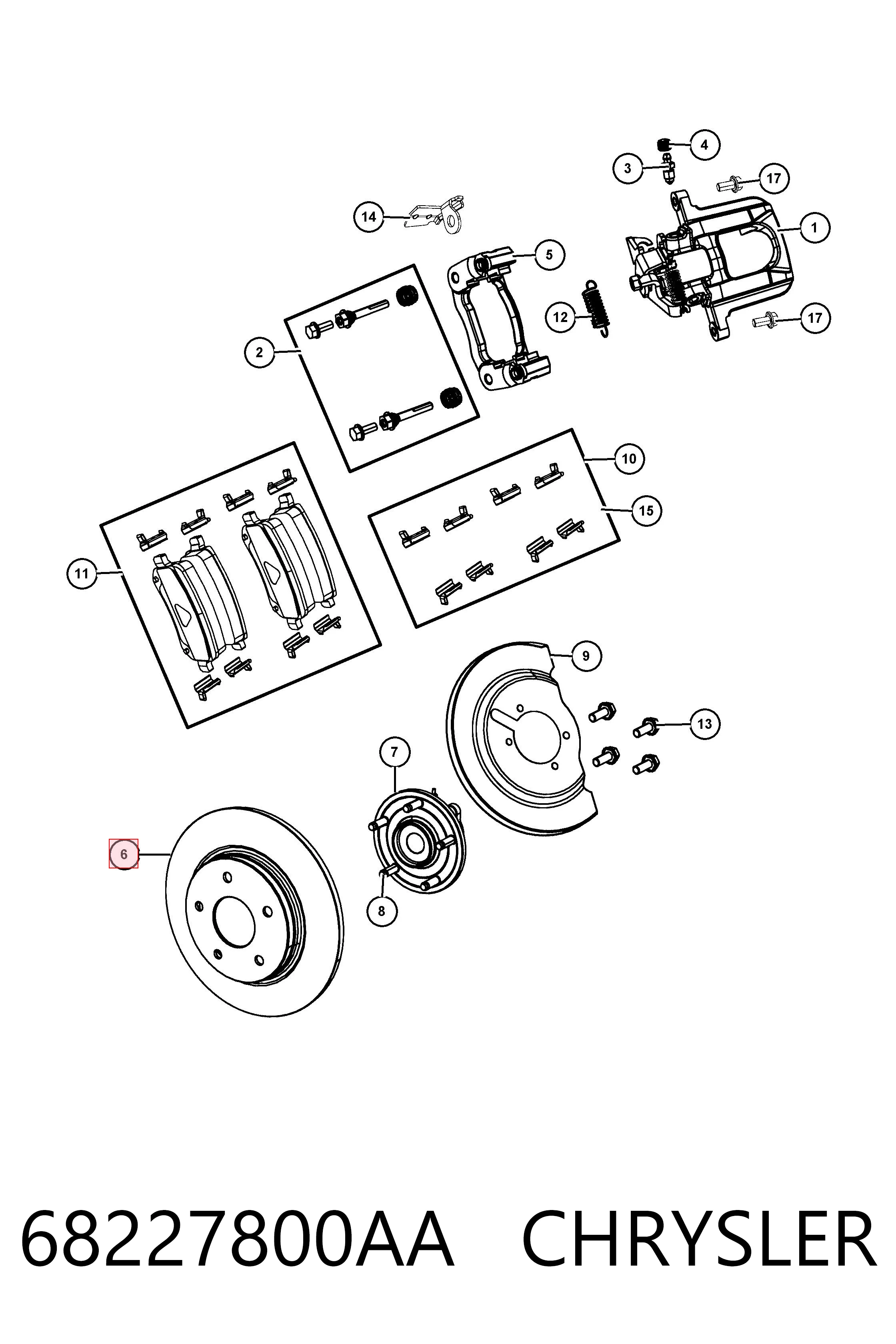 68227800AA Chrysler Freno de disco trasero