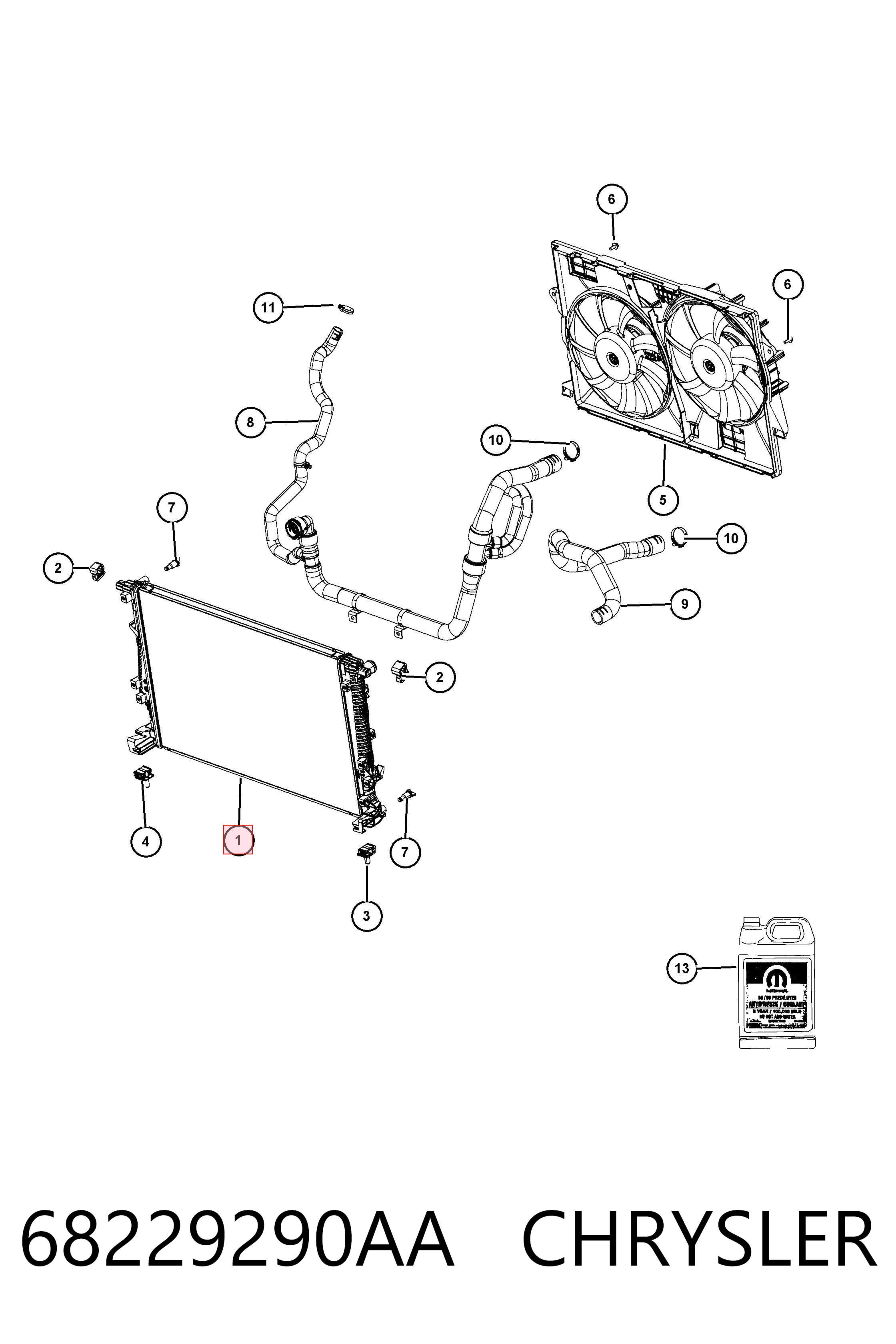 68229290AA Chrysler Refrigeración del motor