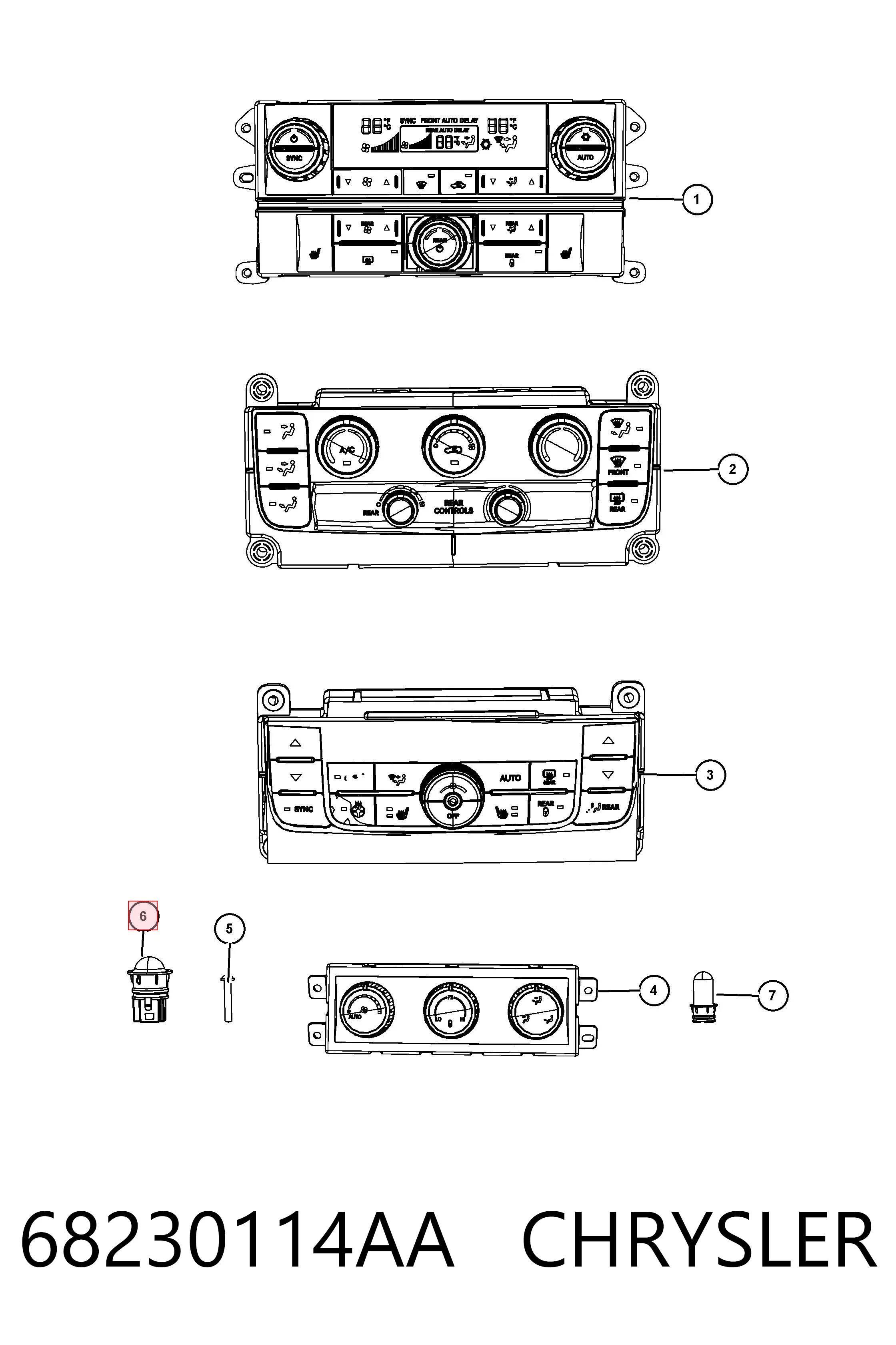 68230114AA Chrysler Sensor de luz interior