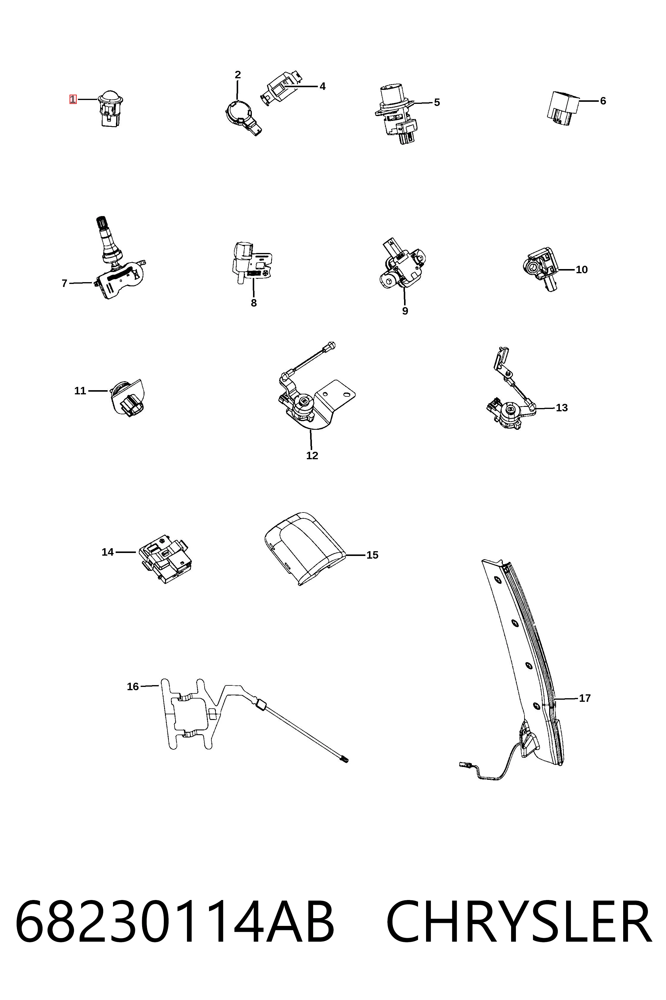 68230114AB Chrysler Sensor de luz interior