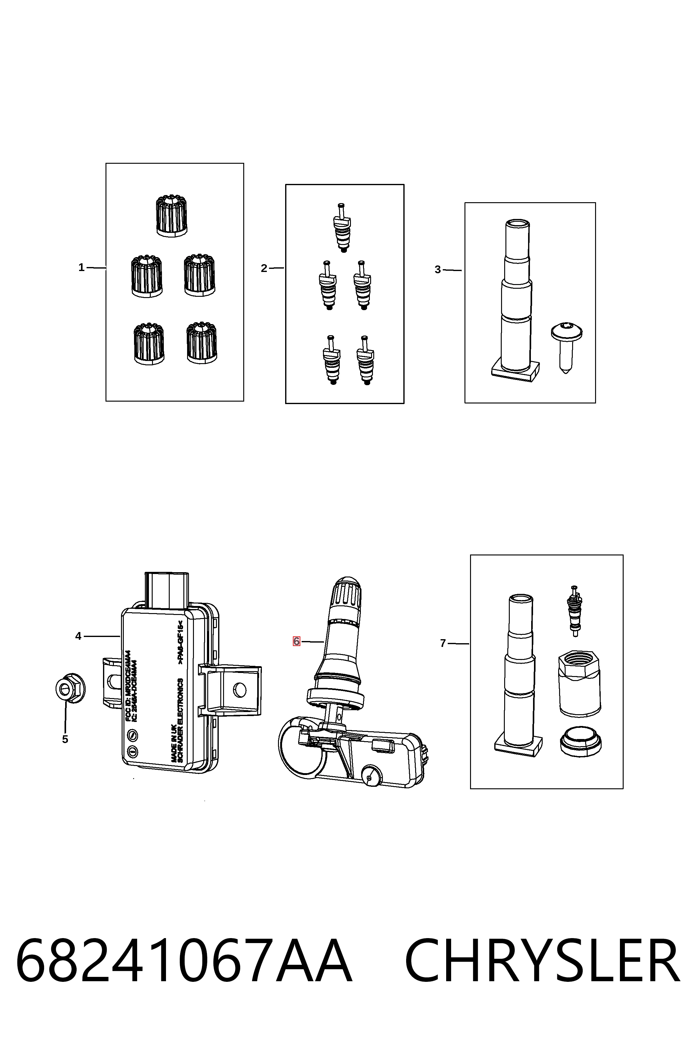 68241067AA Chrysler Sensor de presión de neumáticos (TPMS)