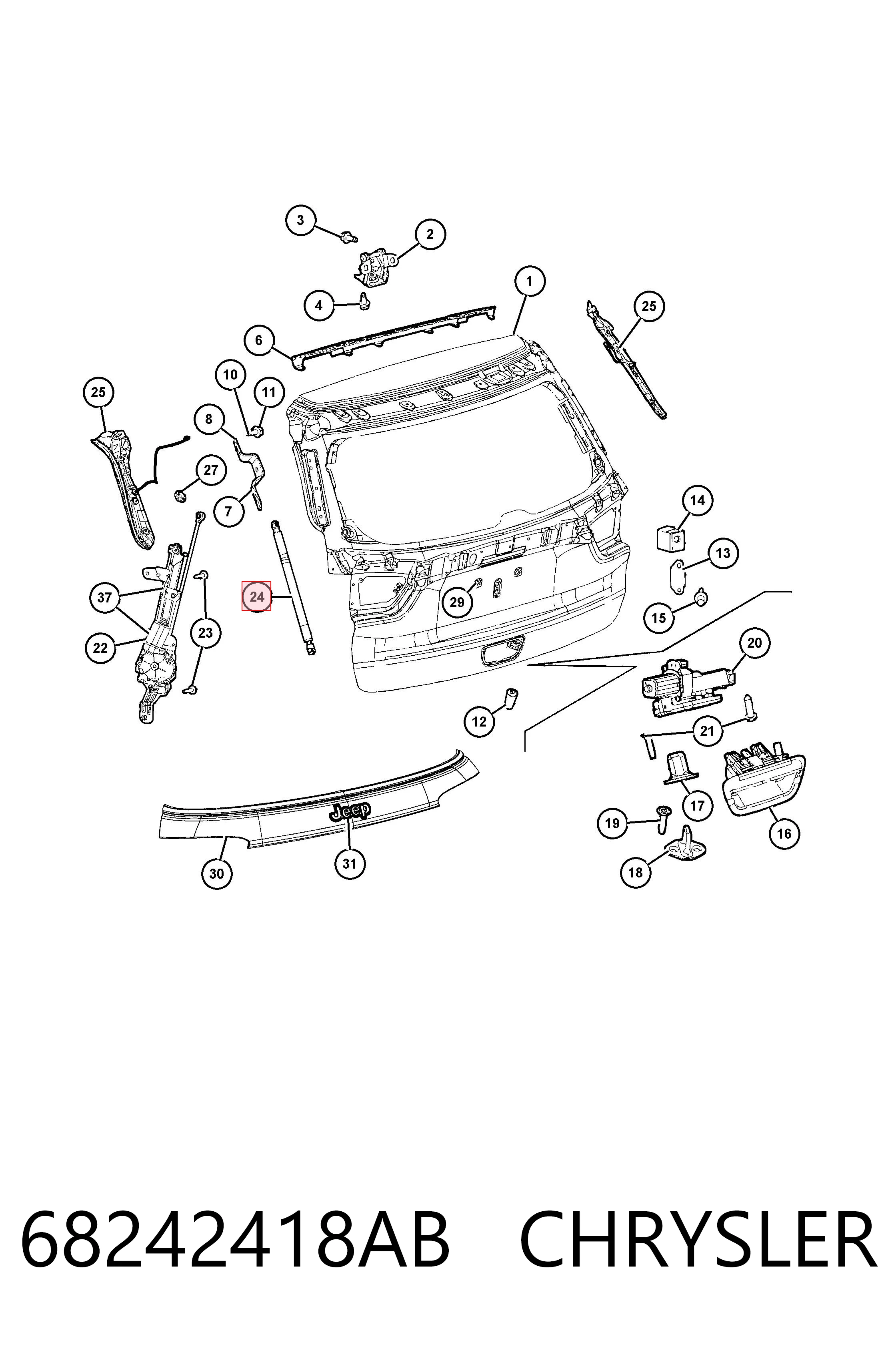 Amortiguador de porton para Jeep Compass  MP