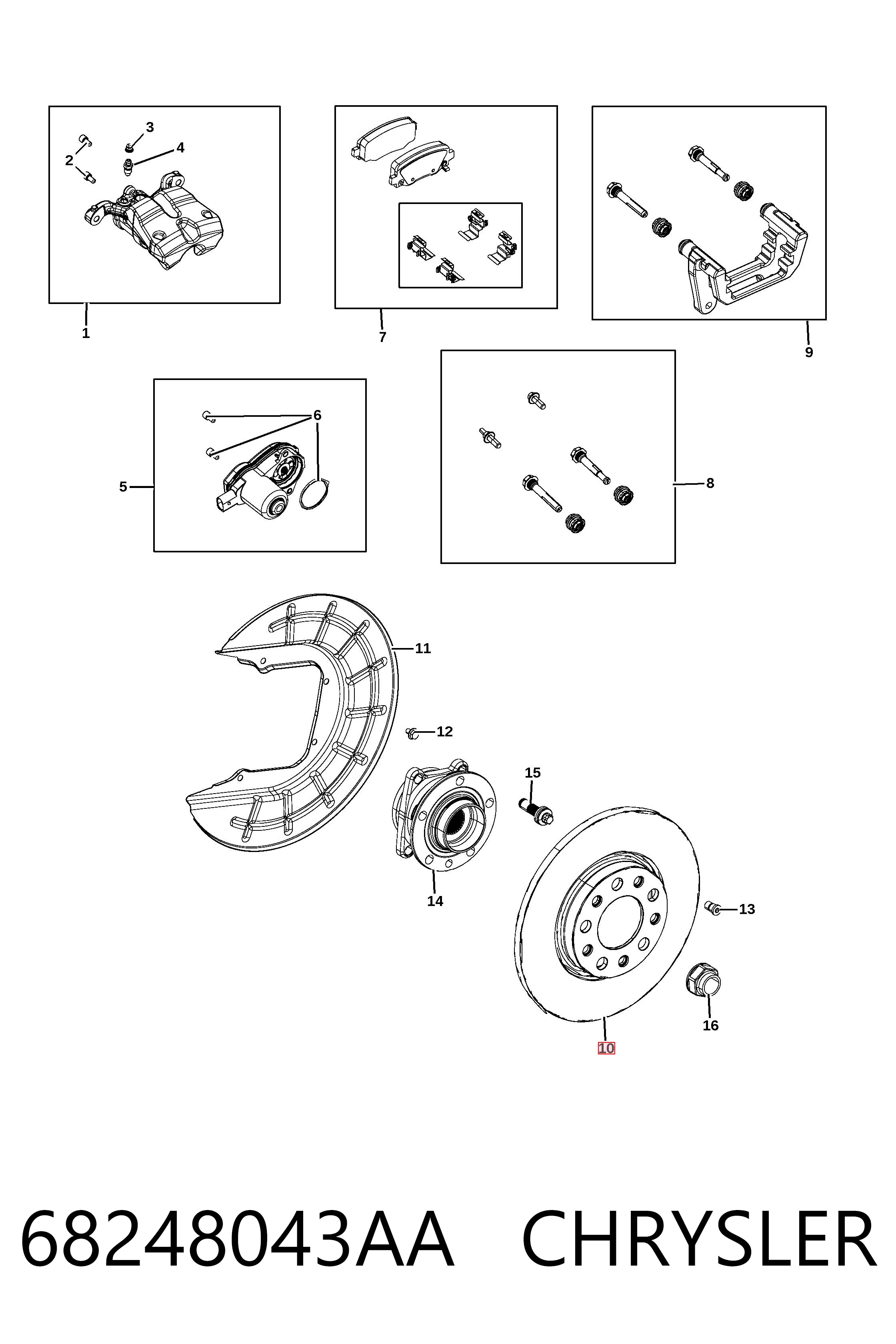 68248043AA Chrysler Freno de disco trasero