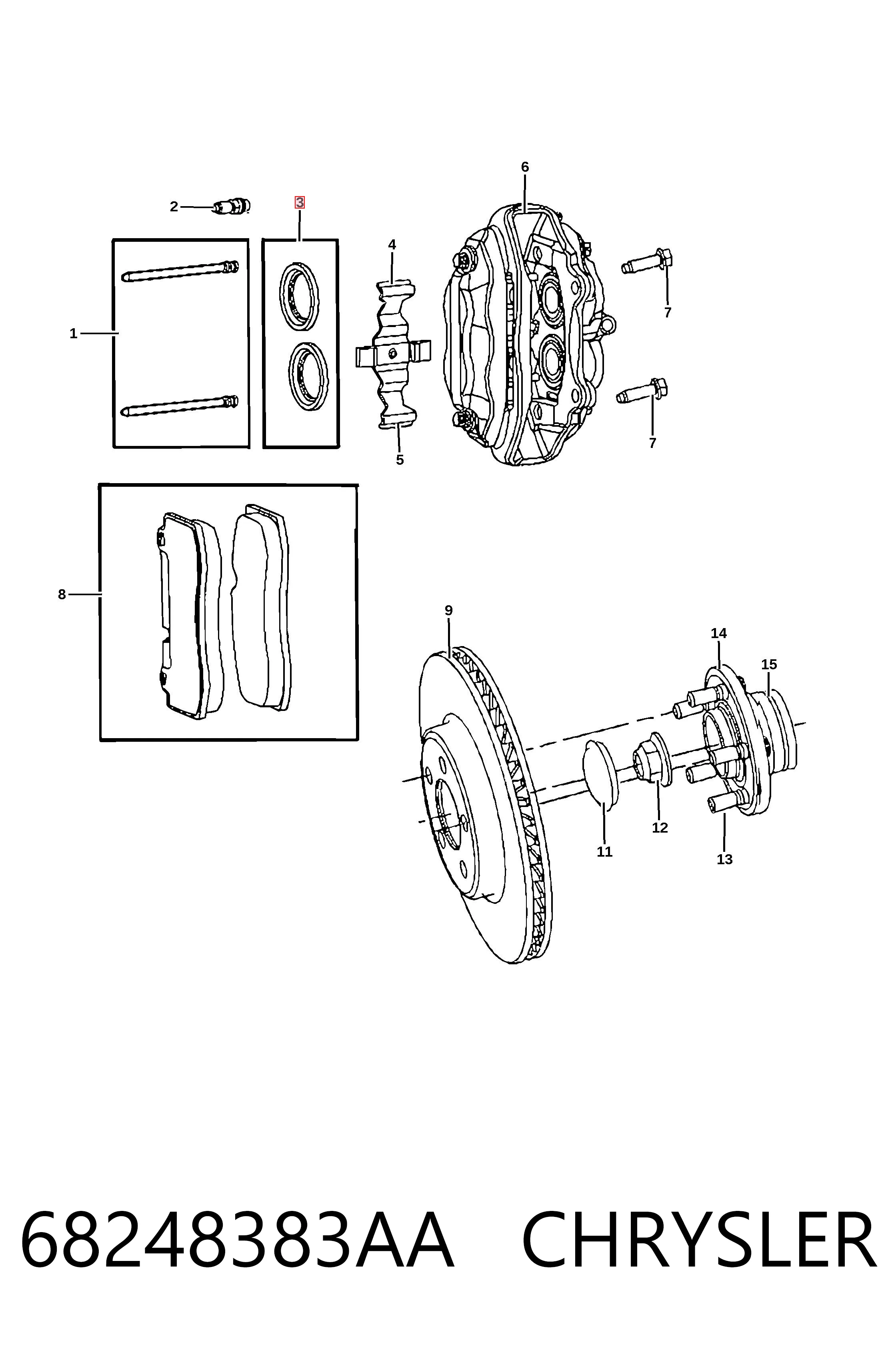 Juego de reparación de pinza de freno delantero 68248383AA CHRYSLER