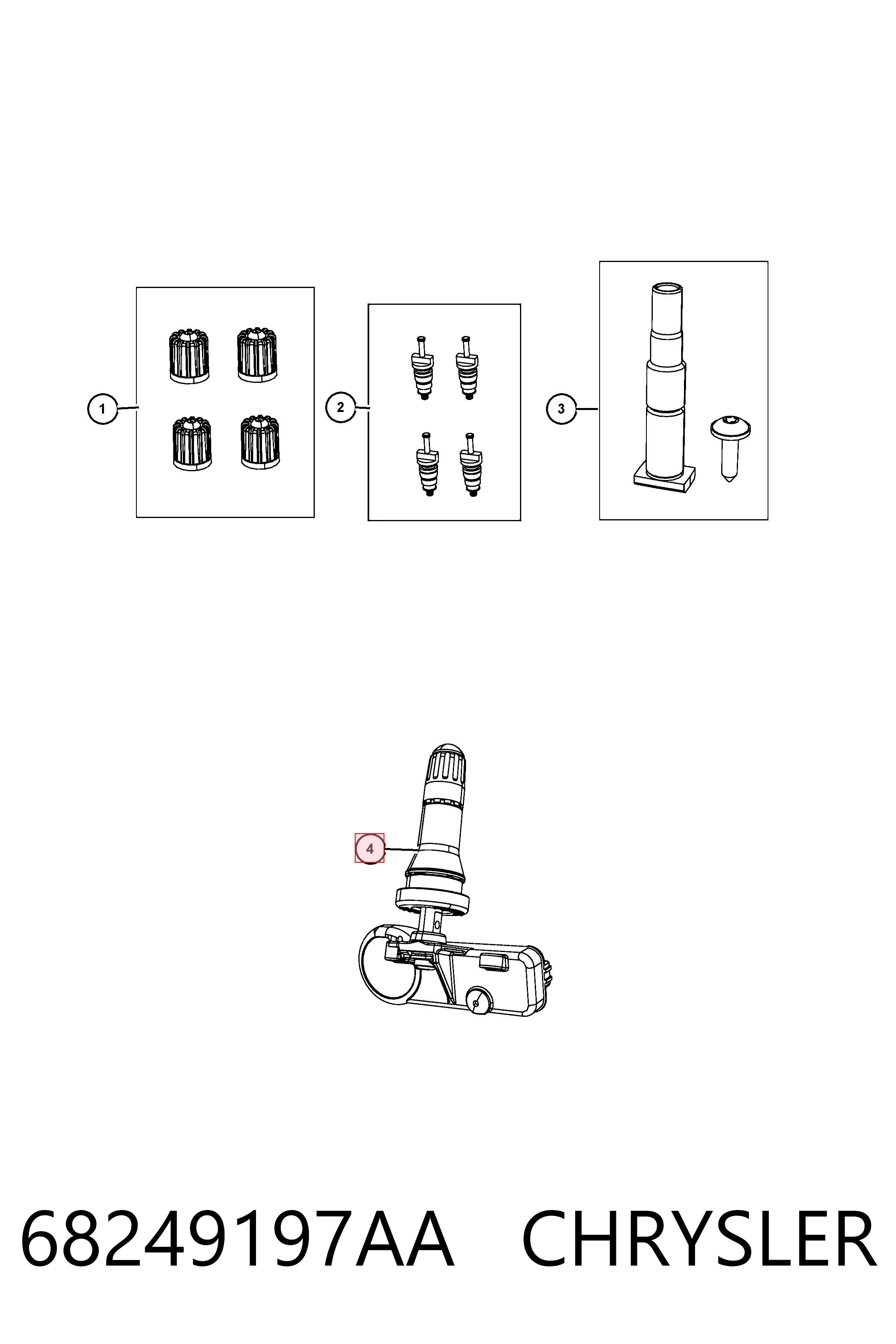 68249197AA Chrysler Sensor de presión de neumáticos (TPMS)
