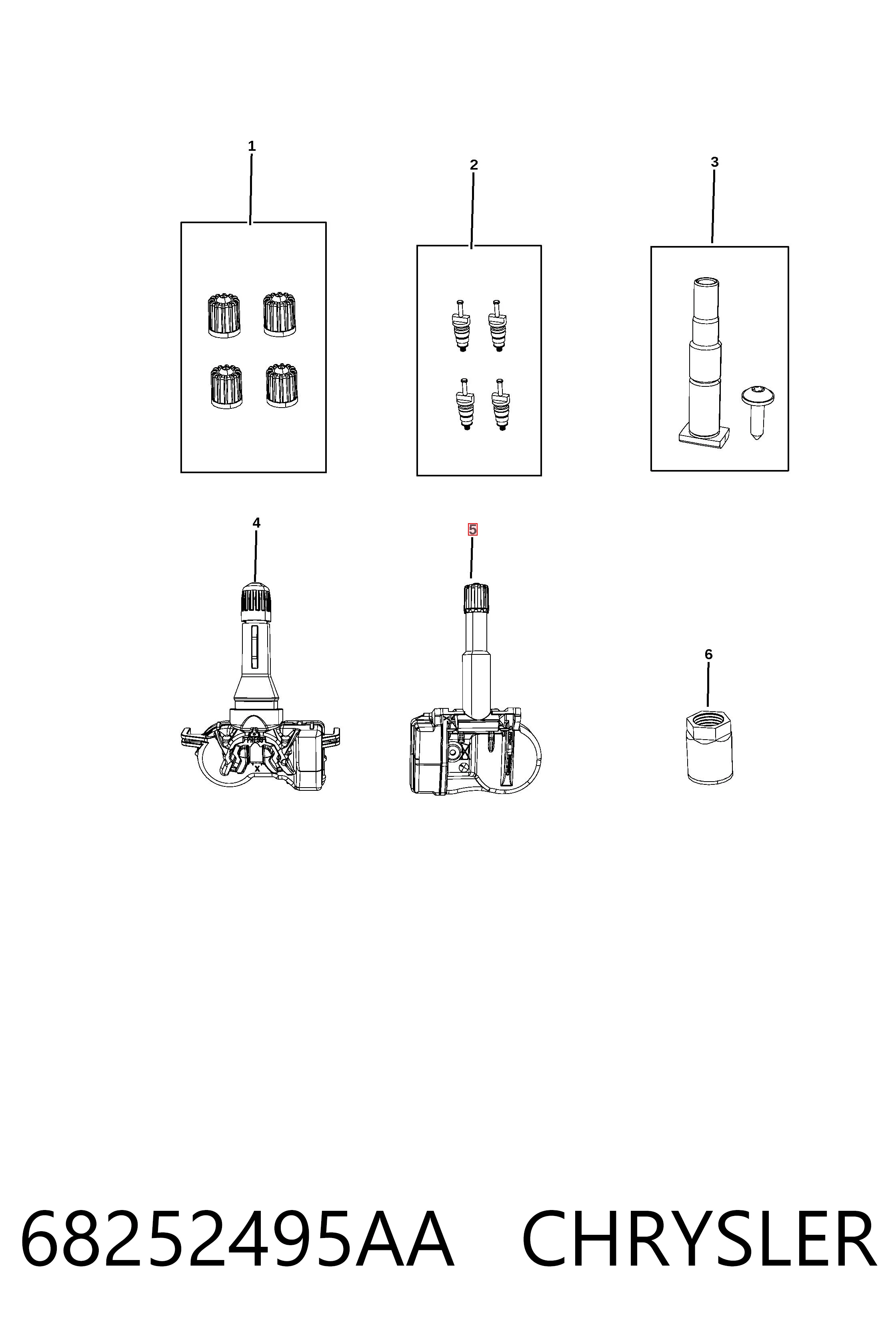 68252495AA Chrysler Sensor de presión de neumáticos (TPMS)