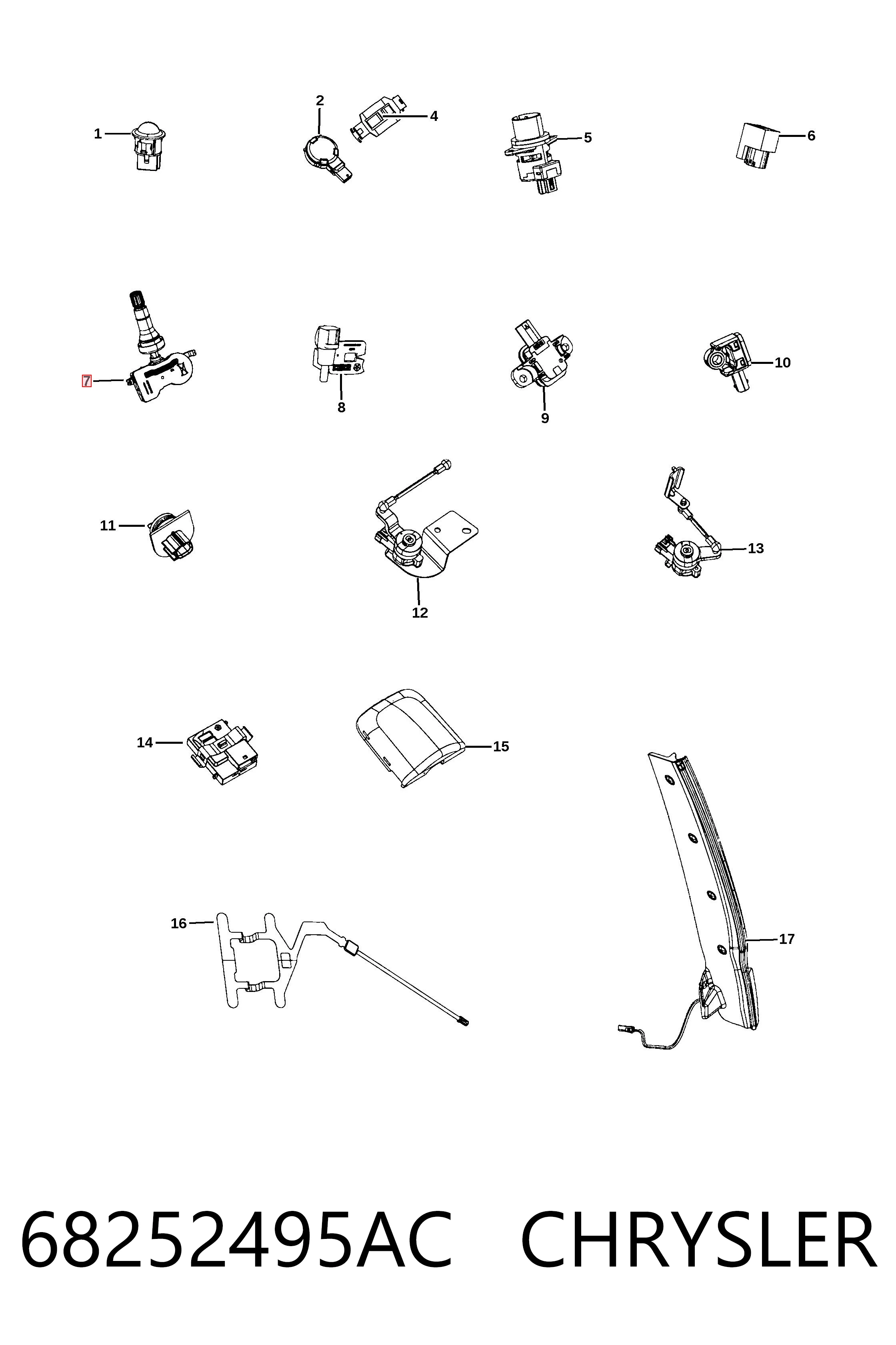 68252495AC Chrysler Sensor de presión de neumáticos (TPMS)