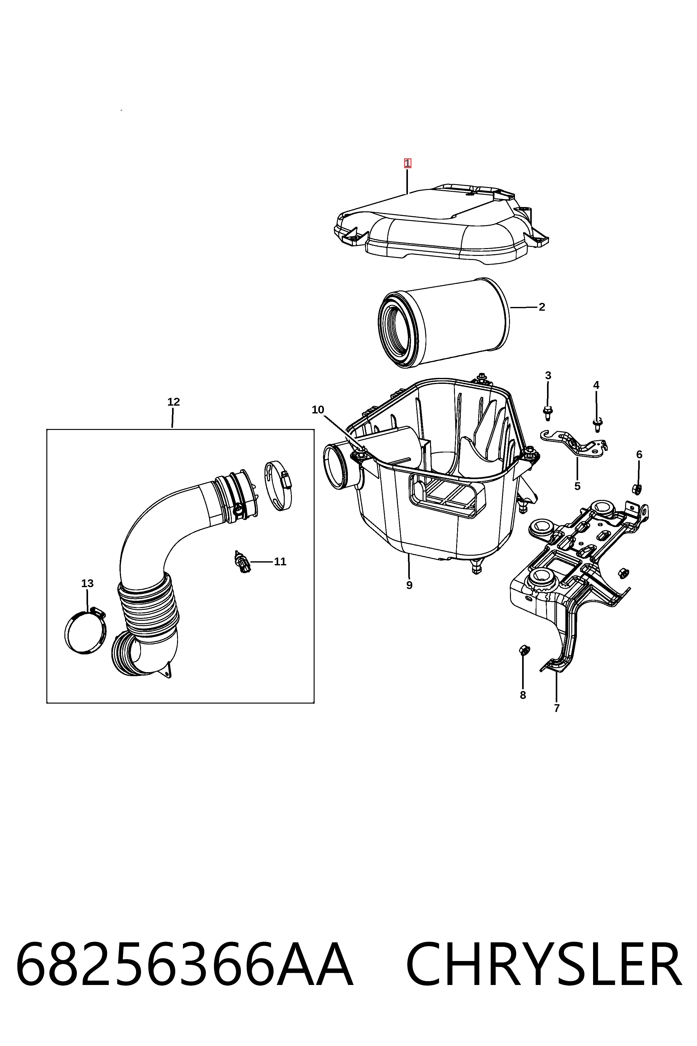 Comprar K68249652AA Fiat/Alfa/Lancia Caja del filtro de aire