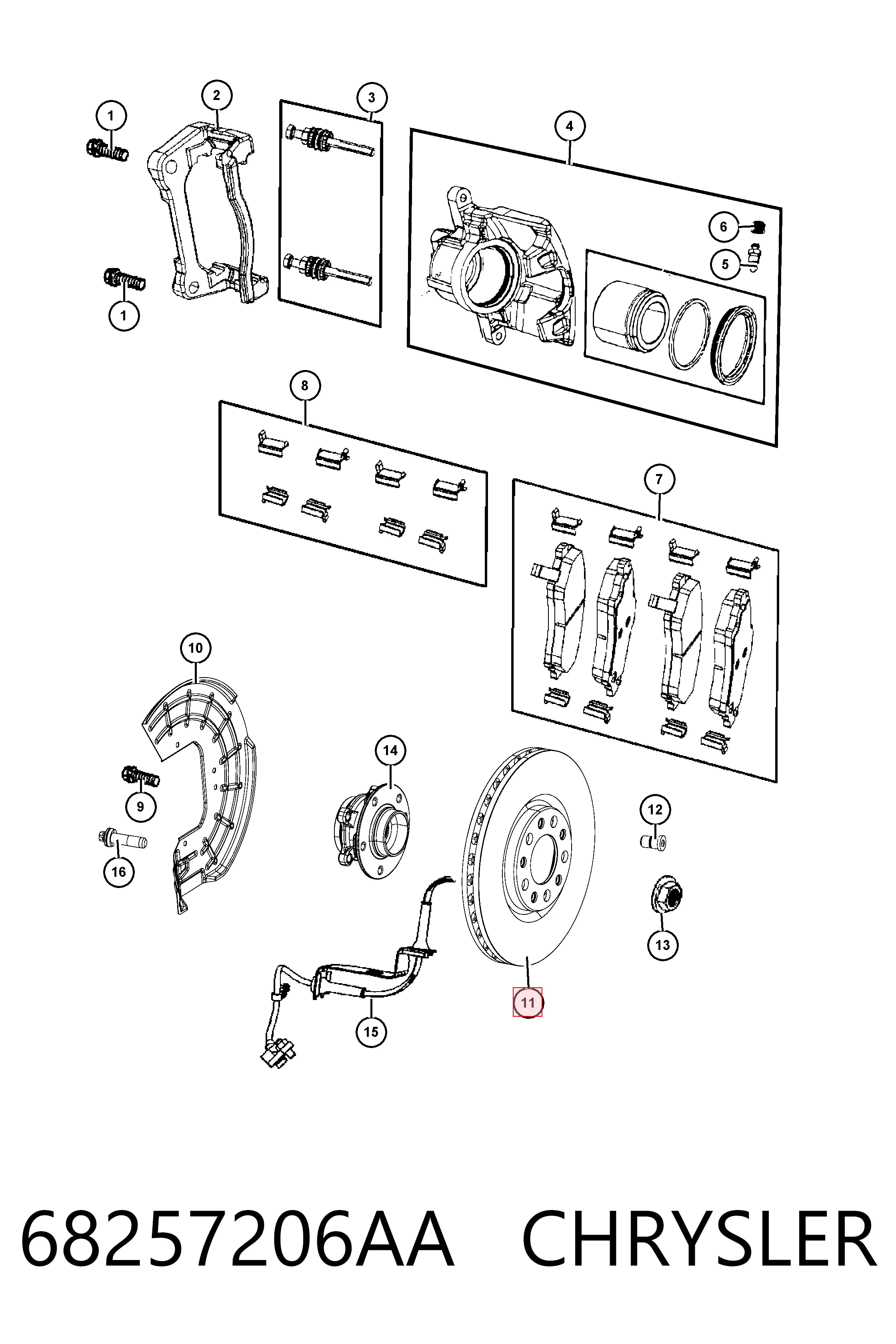 Disco de freno delantero 68257206AA CHRYSLER
