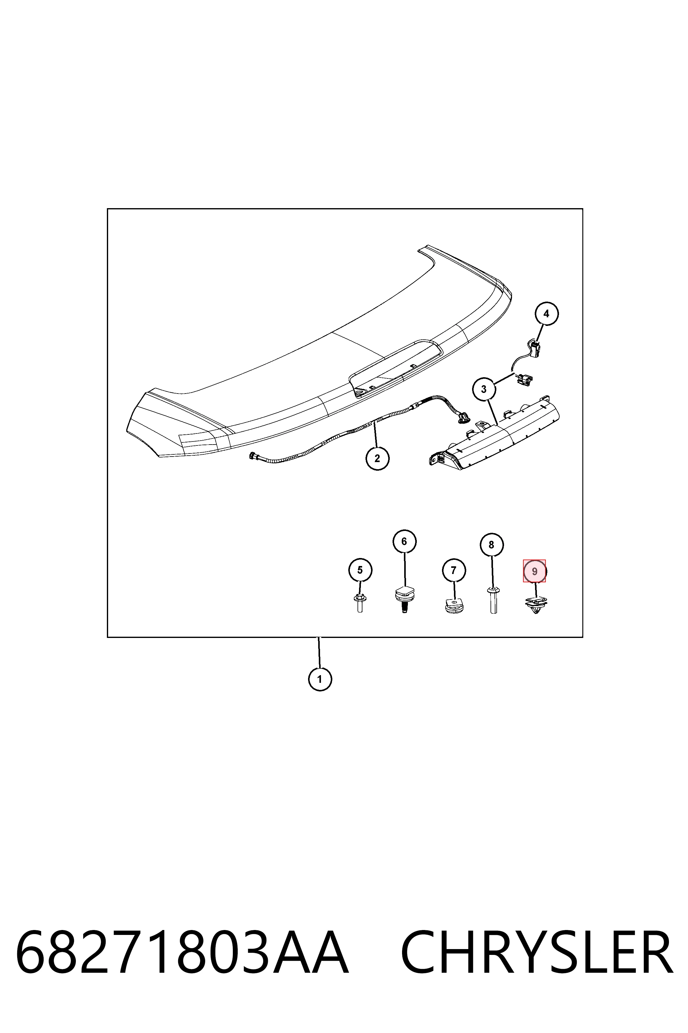 68271803AA Chrysler Clip de fijación de moldura de puerta
