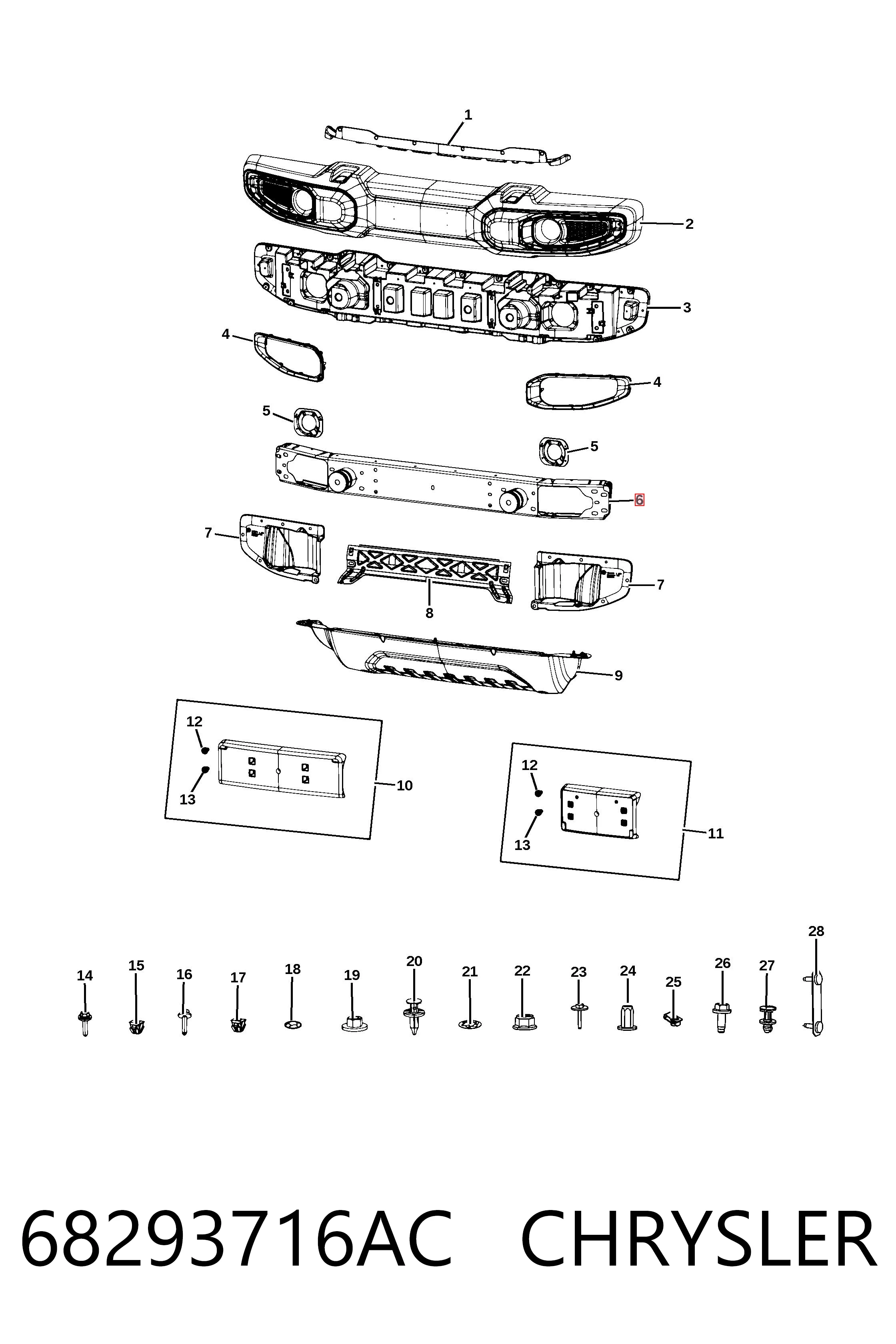 Refuerzo parachoque delantero para Jeep Wrangler JL