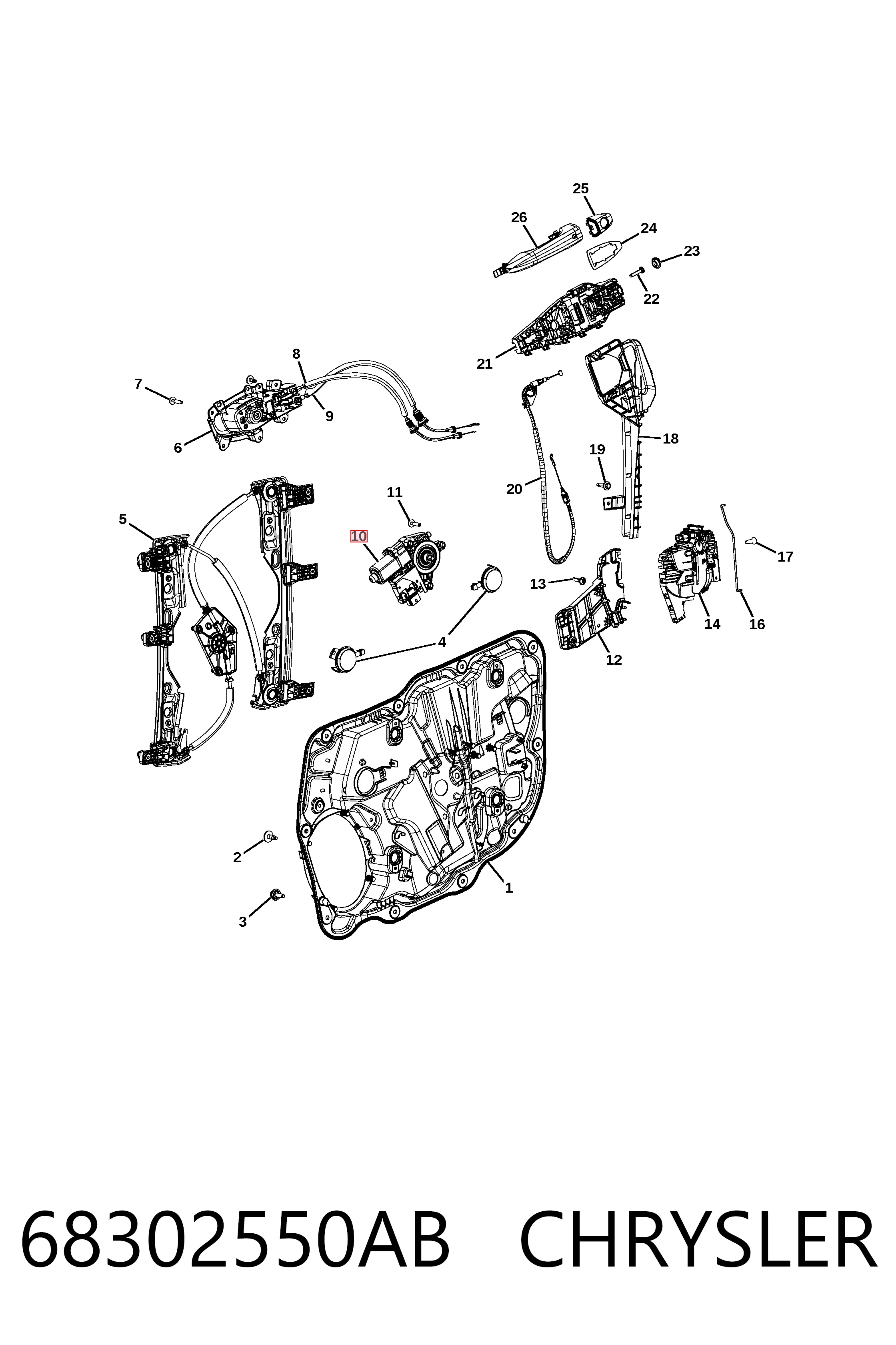 K68302550AA Fiat/Alfa/Lancia Motor del elevalunas de la puerta delantera derecha