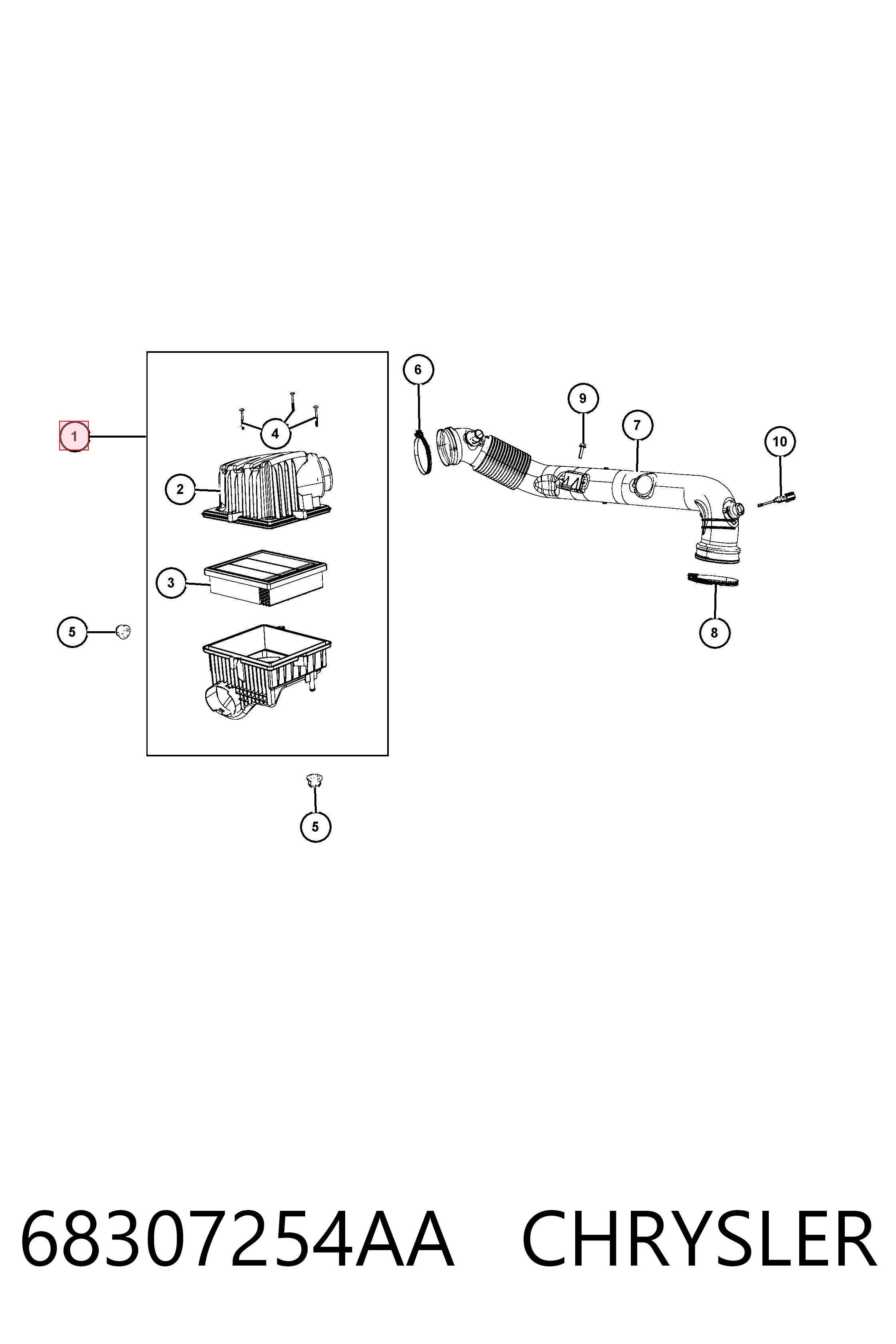 Caja del filtro de aire K68249652AA Fiat/Alfa/Lancia